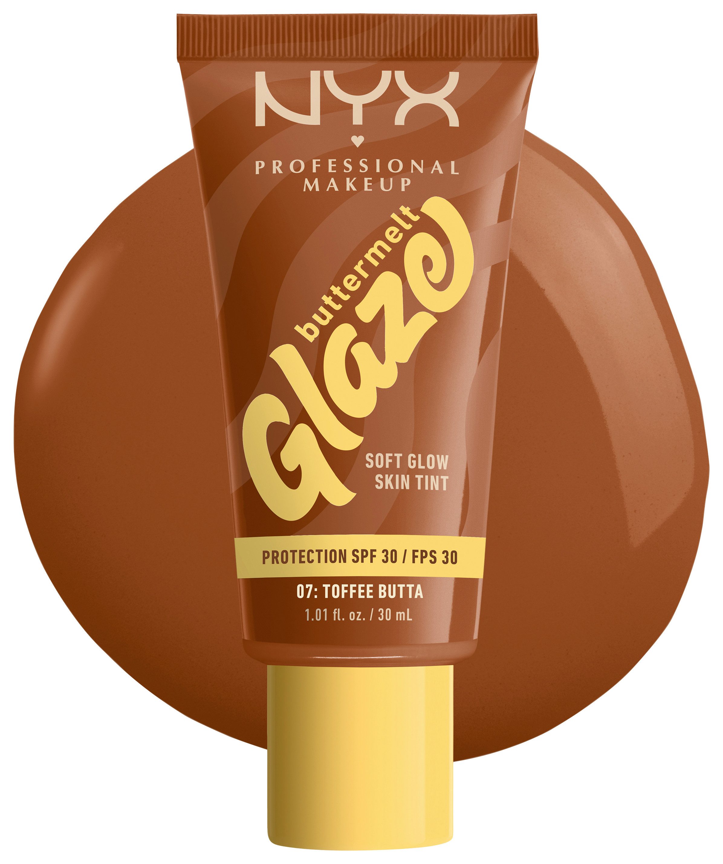 NYX PROFESSIONAL MAKEUP Foundation BUTTERMELT GLAZE SOFT GLOW SKIN TINT + LSF 30, Pflegend, spendet Feuchtigkeit, ohne Rückstände und öliges Finish.