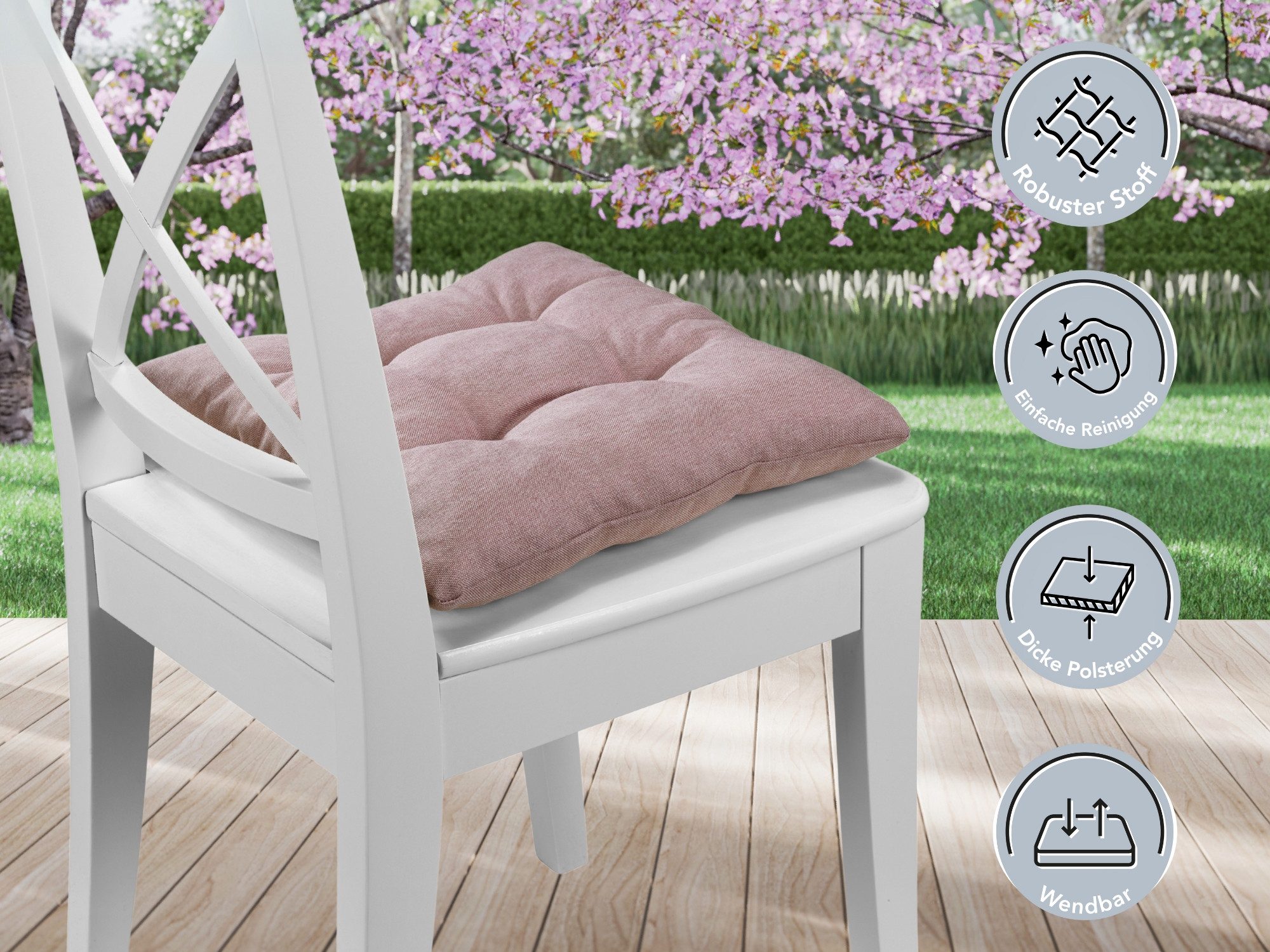 XDREAM Stuhlkissen Sitzkissen Set (2er & 4er) für Stühle und Bänke, robuste Polsterauflage für indoor und outdoor, 38x38x6 cm