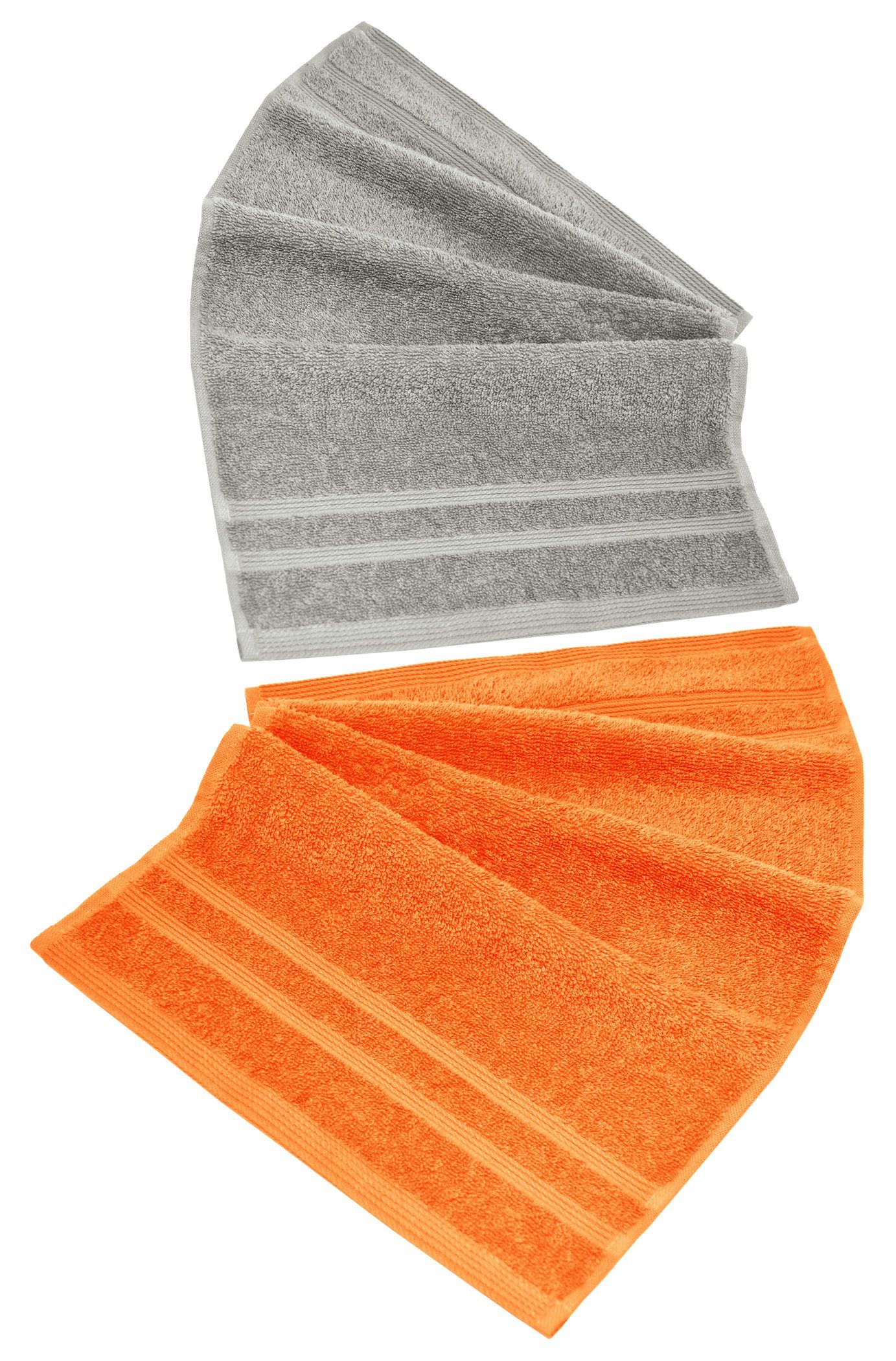 Set Lashuma Handtuch Clementinen - Stein - Sparset Farbkombi: London, orange Handtücher (Set, 8-tlg), grau Frottee, Badezimmer