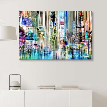 Posterlounge Leinwandbild Städtecollagen, Times Square New York (Collage), Wohnzimmer Illustration