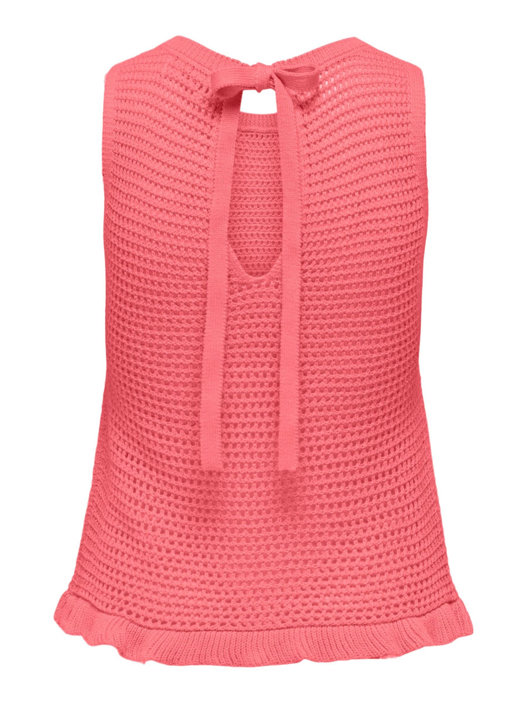 JACQUELINE de YONG Shirttop Grobstrick JDYTIKKA für Baumwolle Regular Fit Rundhals Ärmellos unifarben Kordel