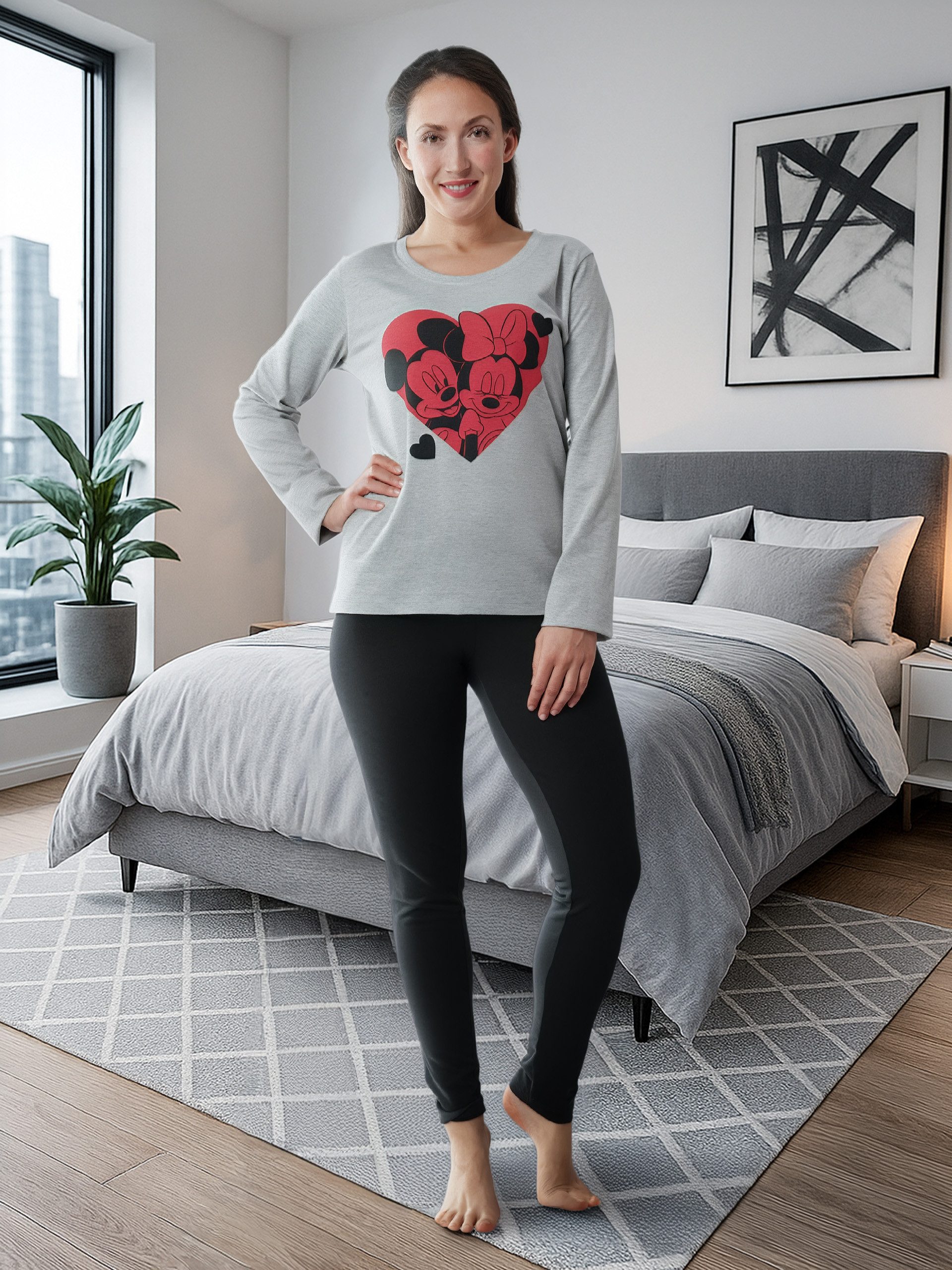 United Labels® Schlafanzug Disney - Minnie Mouse - Mickey & Minnie - Herzen, Set