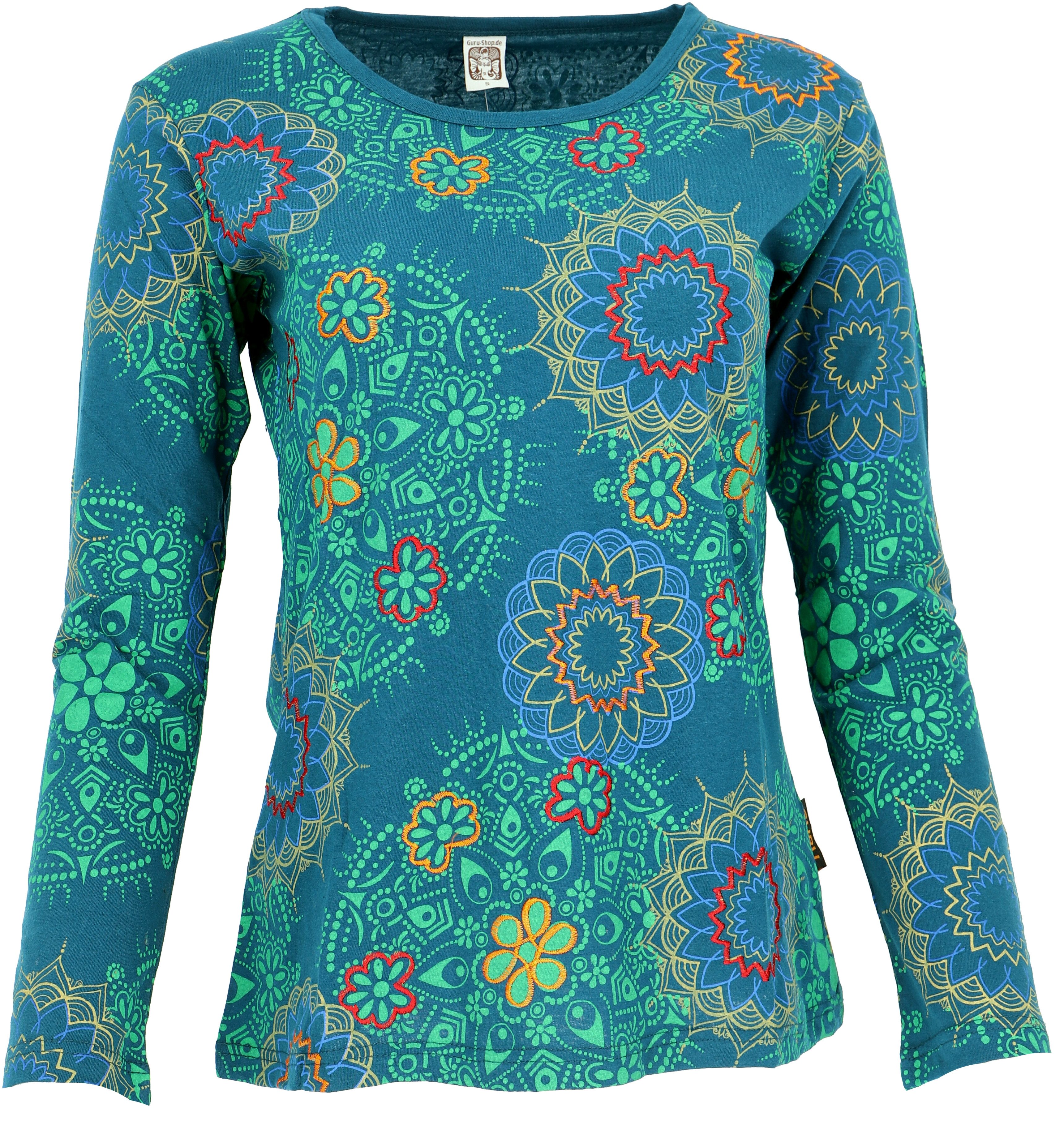 Guru-Shop Longsleeve Besticktes Langarmshirt Hippie chic günstig online kaufen