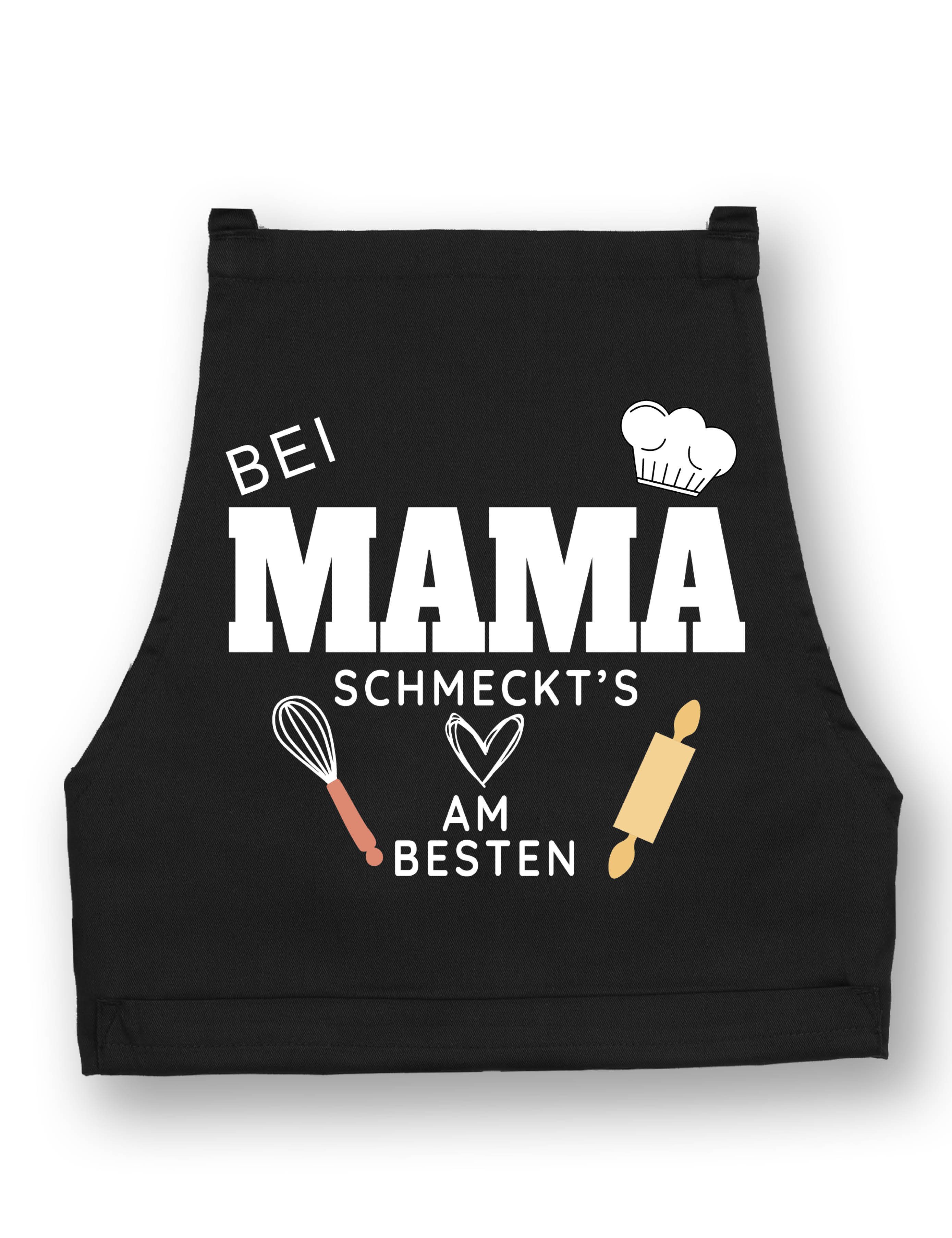 Youth Designz Grillschürze Damen Schürze "Bei Mama schmeckt es am Besten" Print Kochschürze, mit lustigem Spruch & Logo Aufdruck