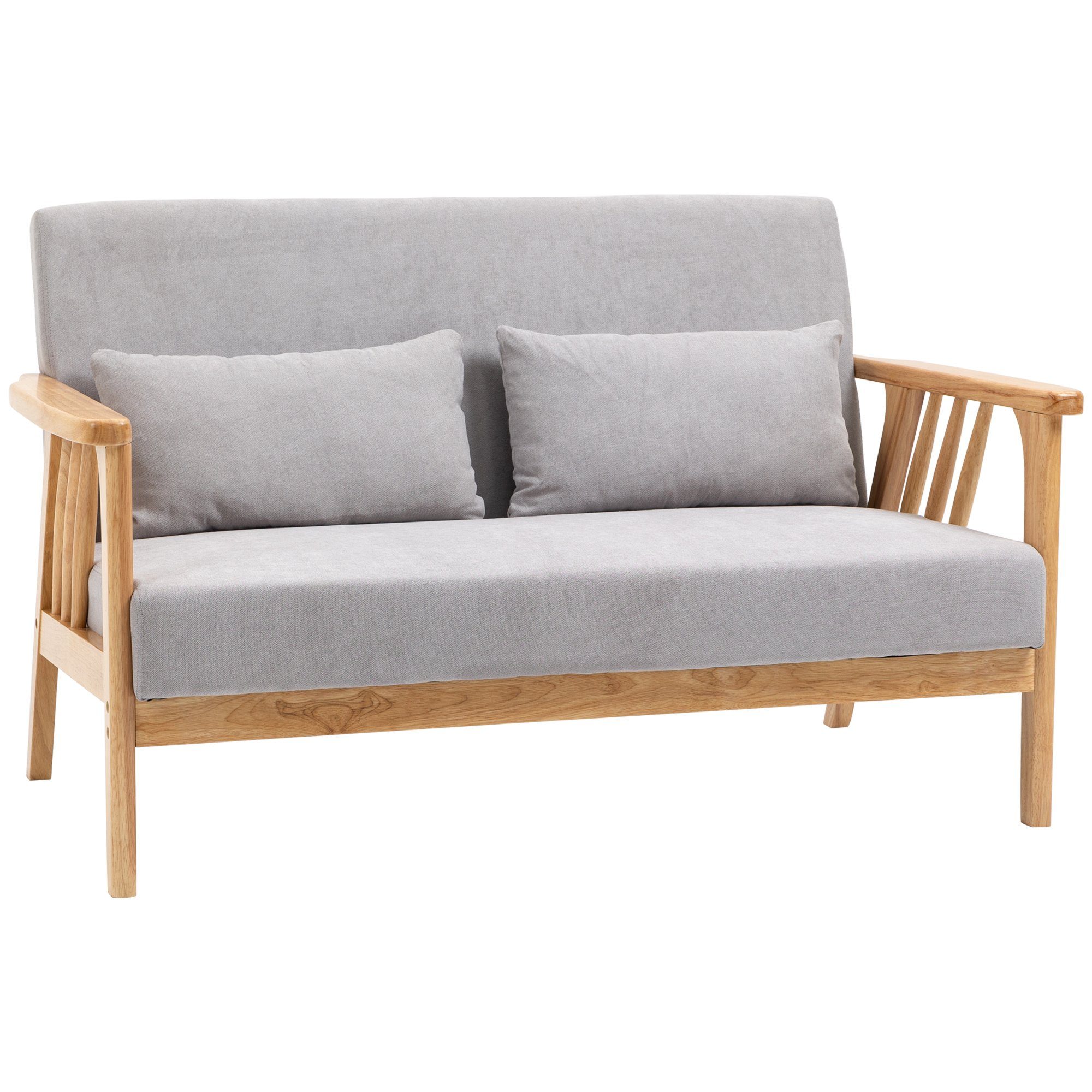 HOMCOM 2-Sitzer Zweisitzer Doppelsofa mit Armlehne, Loveseat mit Samtoptik, Kissen