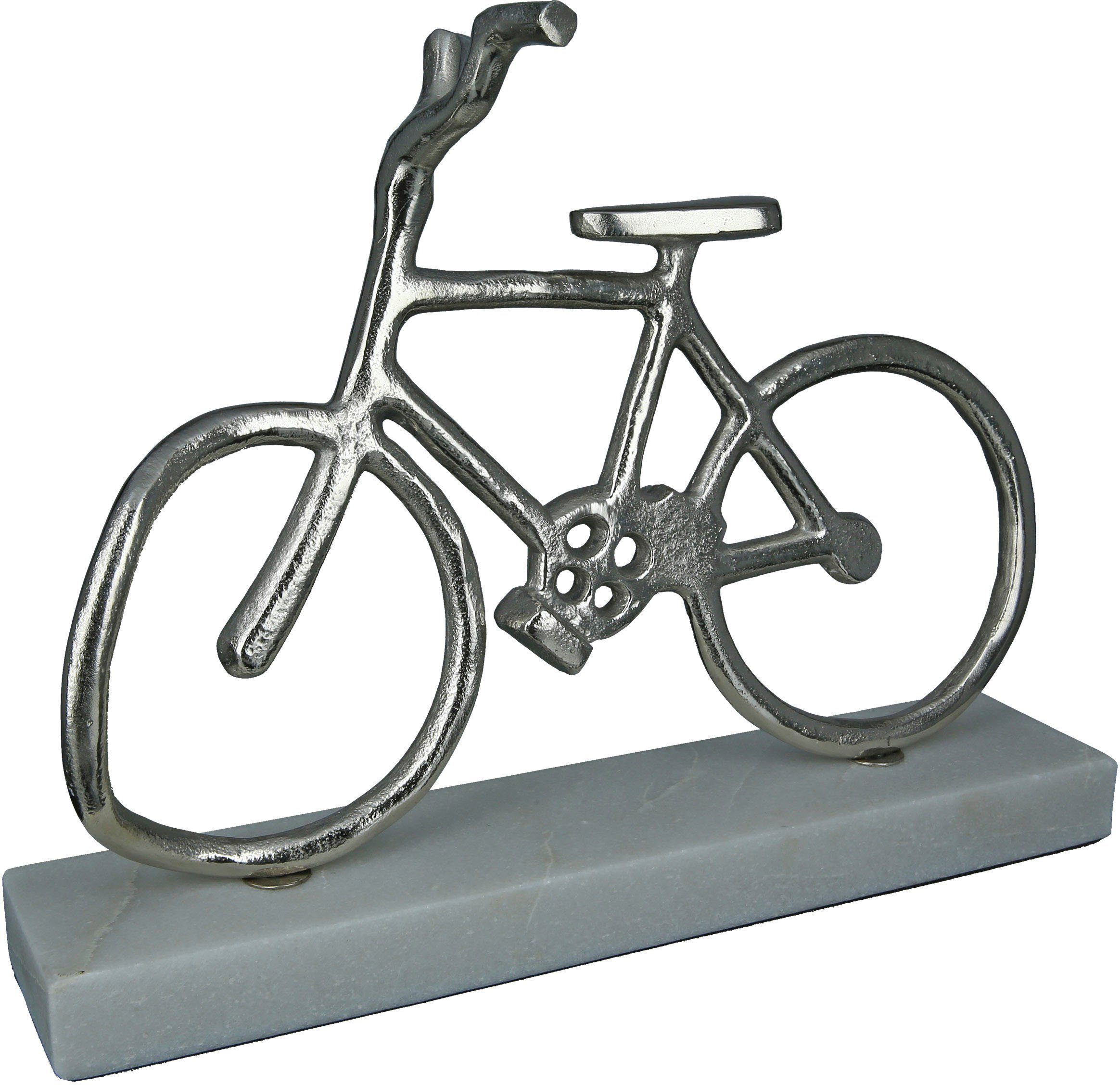 GILDE Dekofigur »Fahrrad auf Base, silber« (1 Stück), Dekoobjekt, aus Metall, Höhe 28 cm, Wohnzimmer-Otto