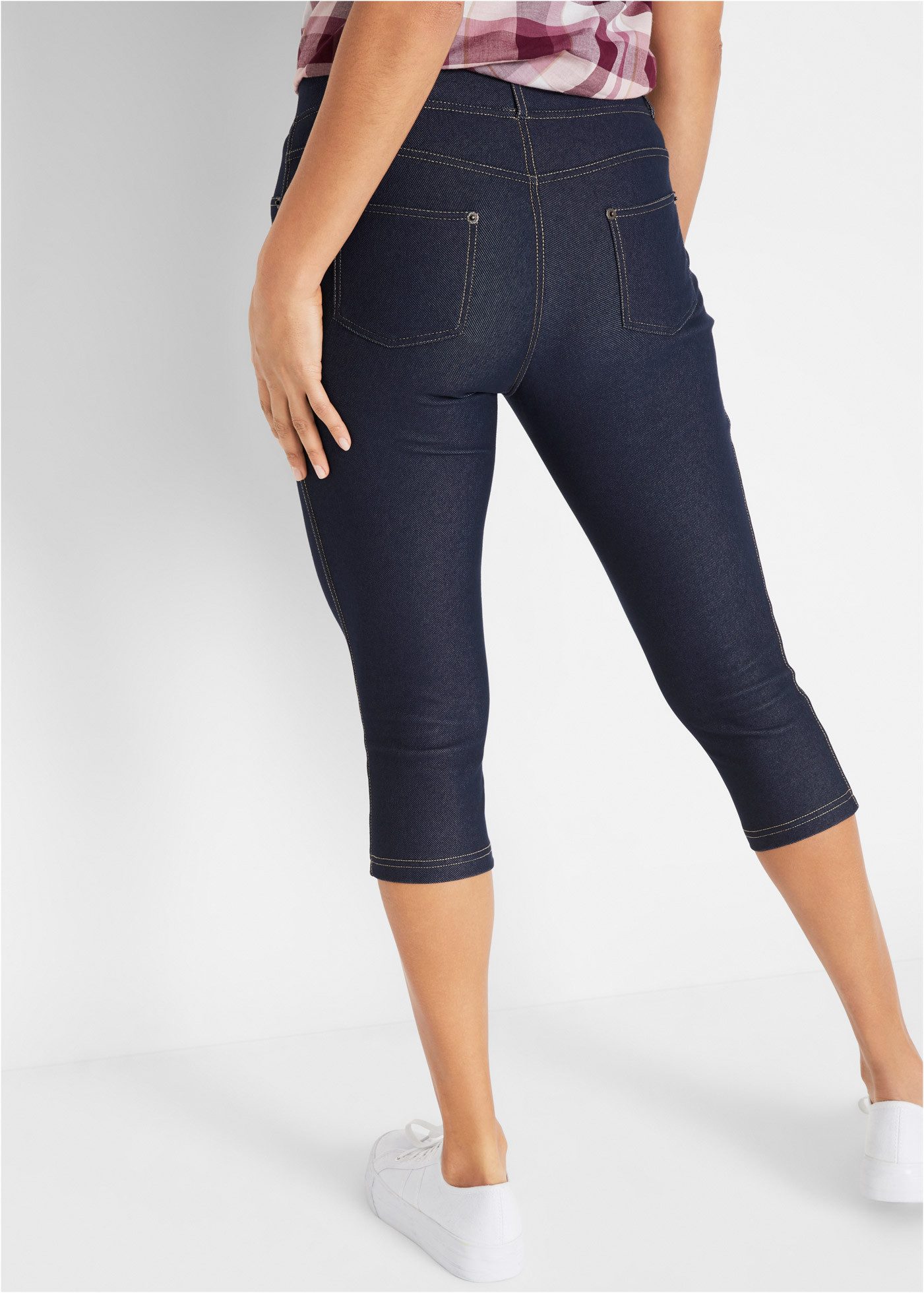 bonprix Caprileggings in Jeansoptik, aus Baumwollmischung, Skinny Fit günstig online kaufen