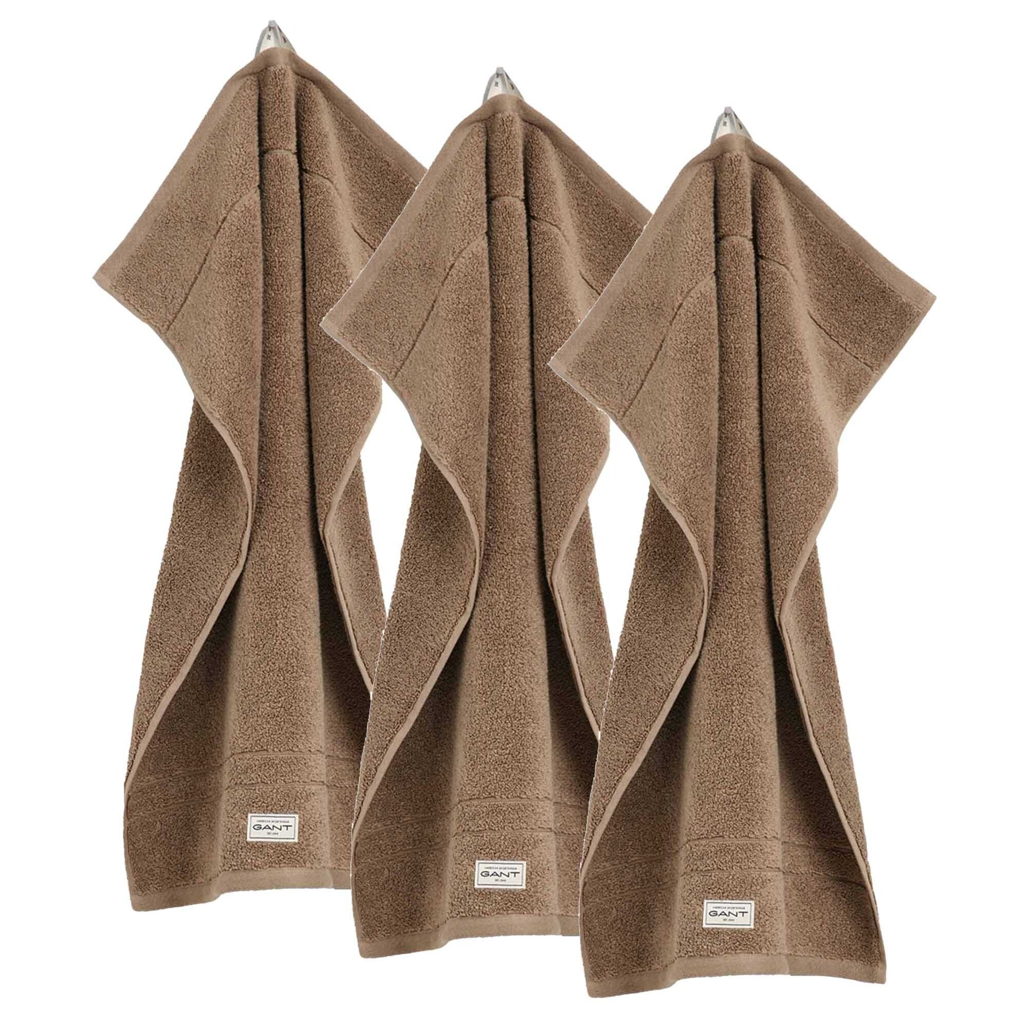 x Gant 3er - Gästetuch, Premium Handtuch, Gästehandtücher 50, 30 (3-St) Frottier Beige Pack