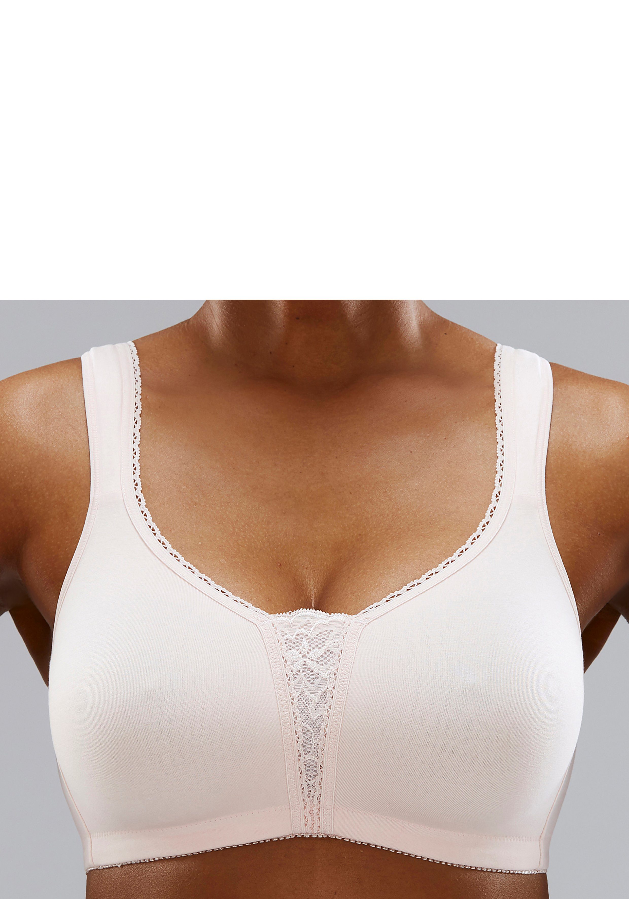 petite fleur Soft-BH (Packung, 2 Stück) ohne Bügel mit Spitzen-Details – ideal für große Größen