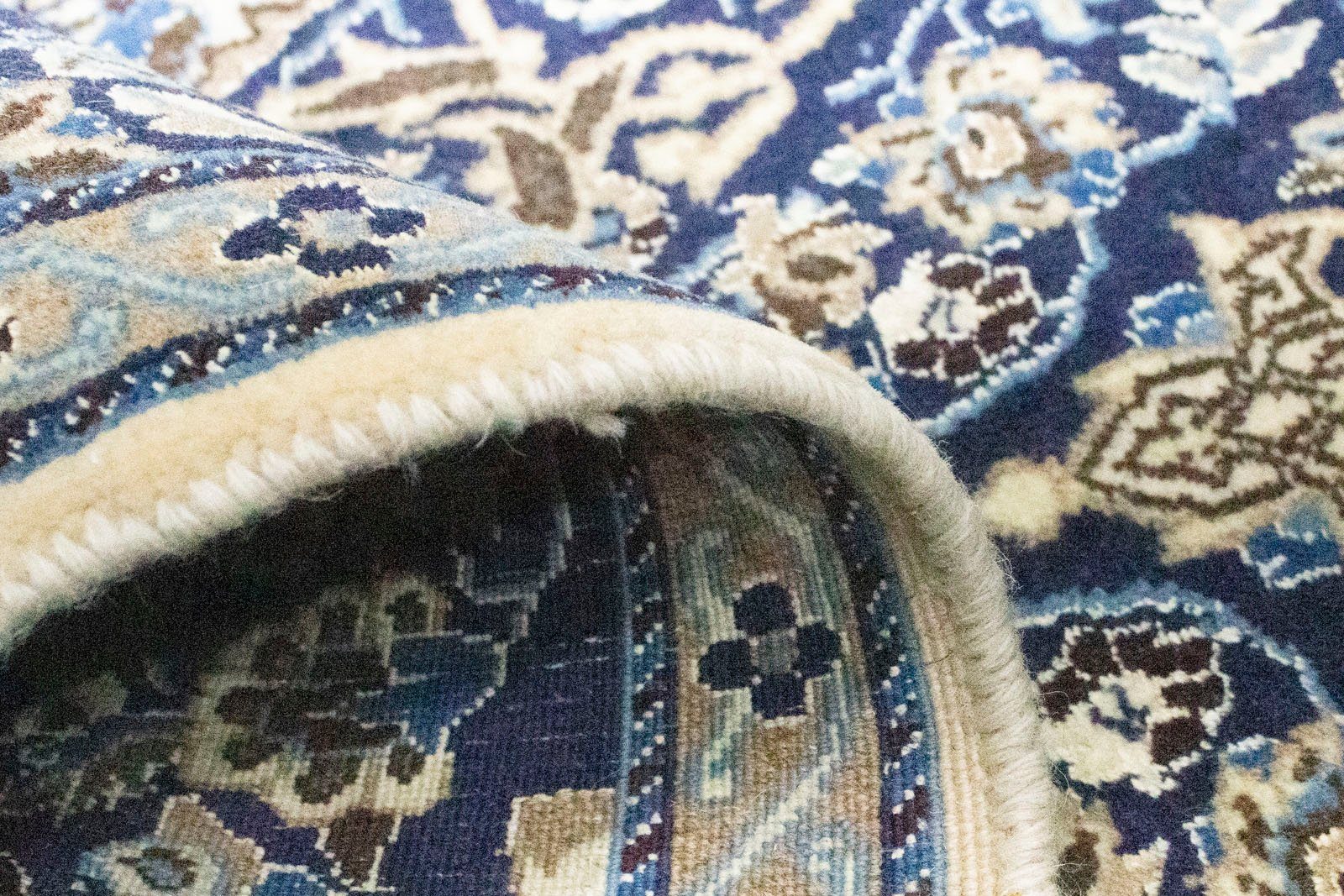 Teppich Nain dunkelblau, 9la morgenland, handgeknüpft Wollteppich Höhe: rechteckig, 7 mm