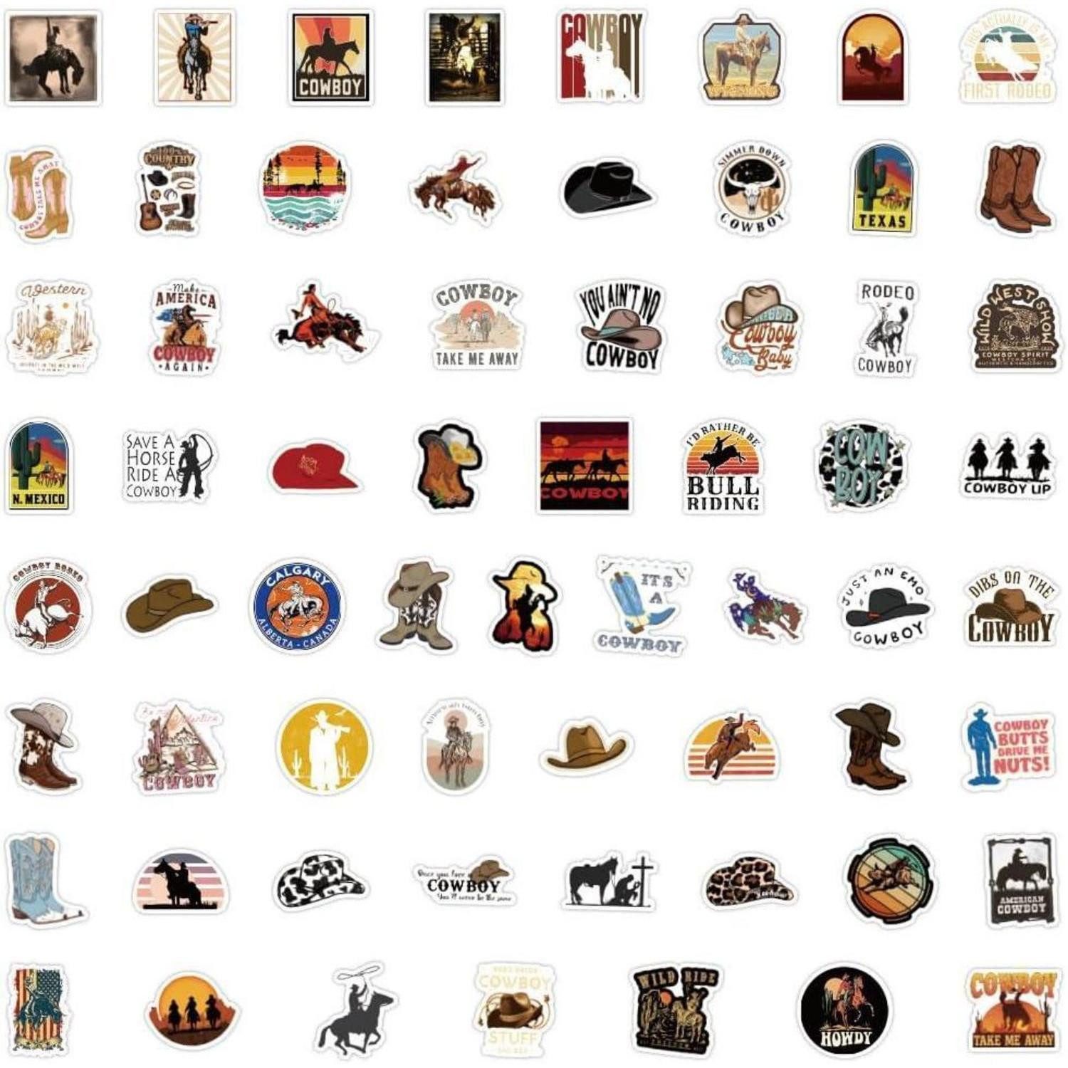LuxusKollektion Aufkleber Aufkleber Set 60 Stück Auto Laptop Skateboard Western Cowboy