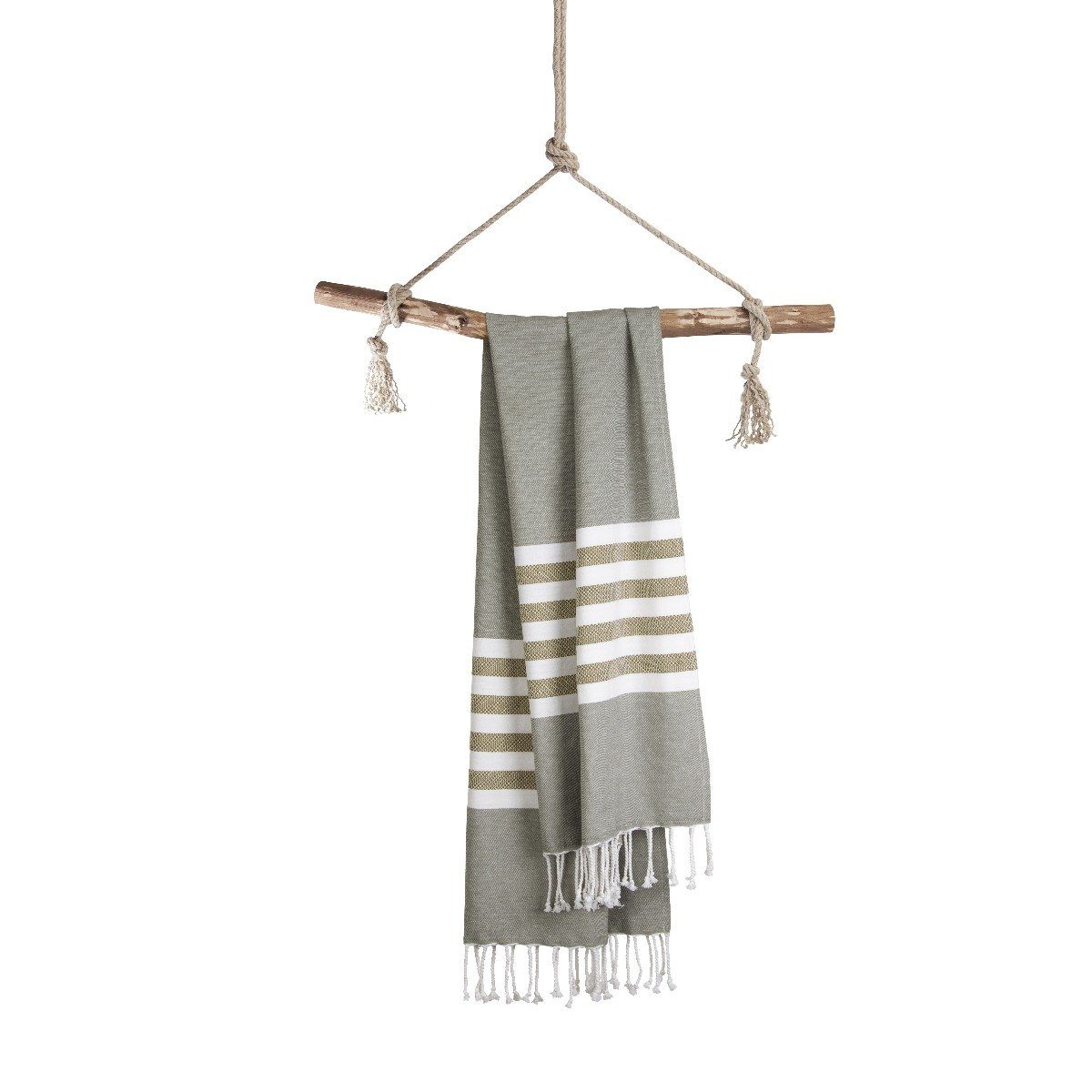 Walra Strandtuch Fouta Sunshade Happiness Armeegrün - 100x180 cm, Armeegrün 100% Baumwolle Hammam Handtücher