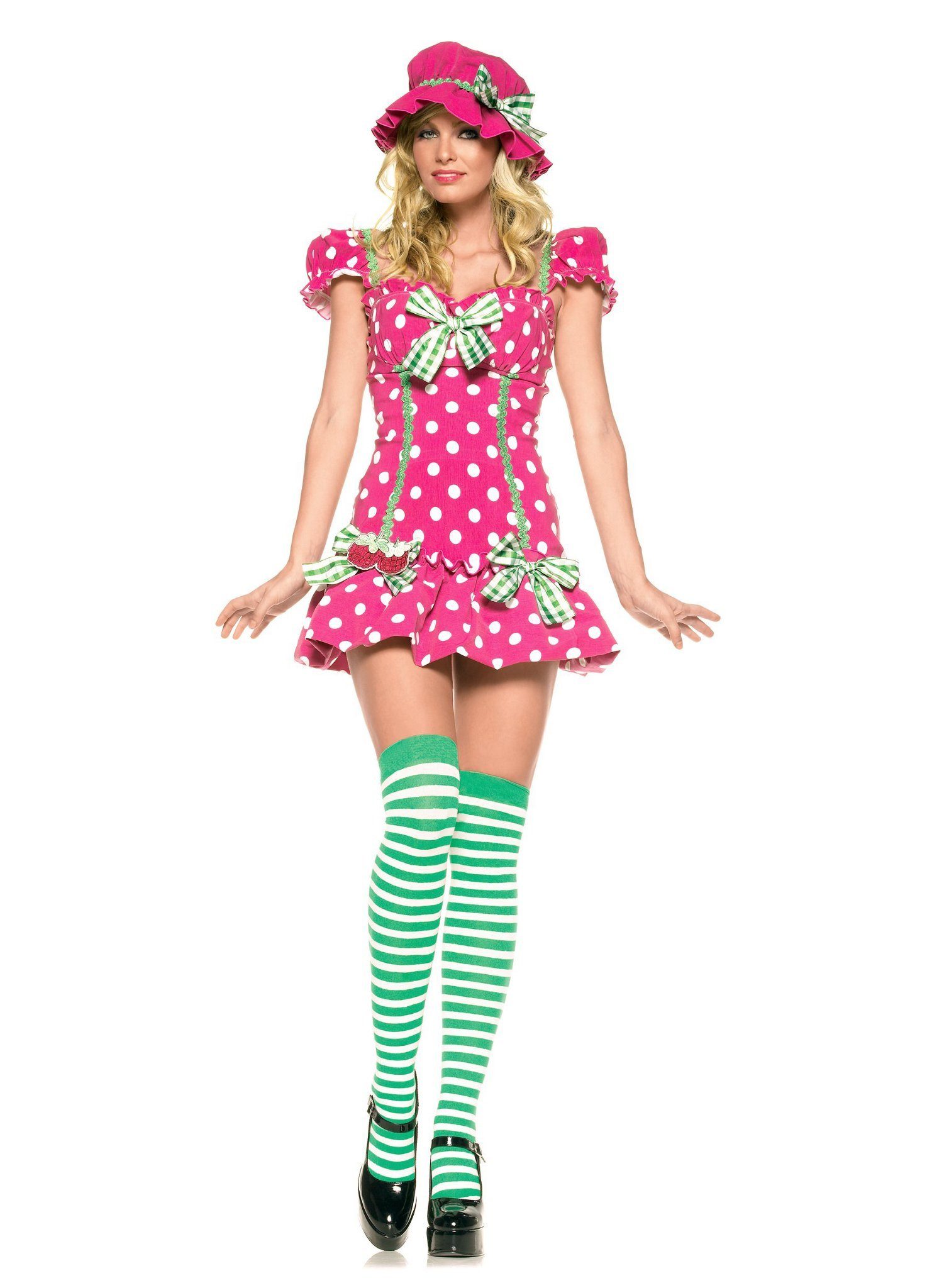 Leg Avenue Clown-Kostüm Himbeere - kurzes Damen Kostüm Kleid für Fasching