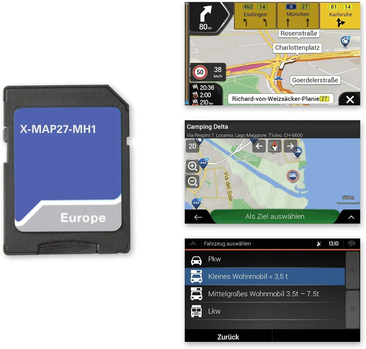 Xzent X-MAP27-MH1 Micro SD-Karte f. Reisemobil Navigation XZENT X-427 X-F270 Autoradio