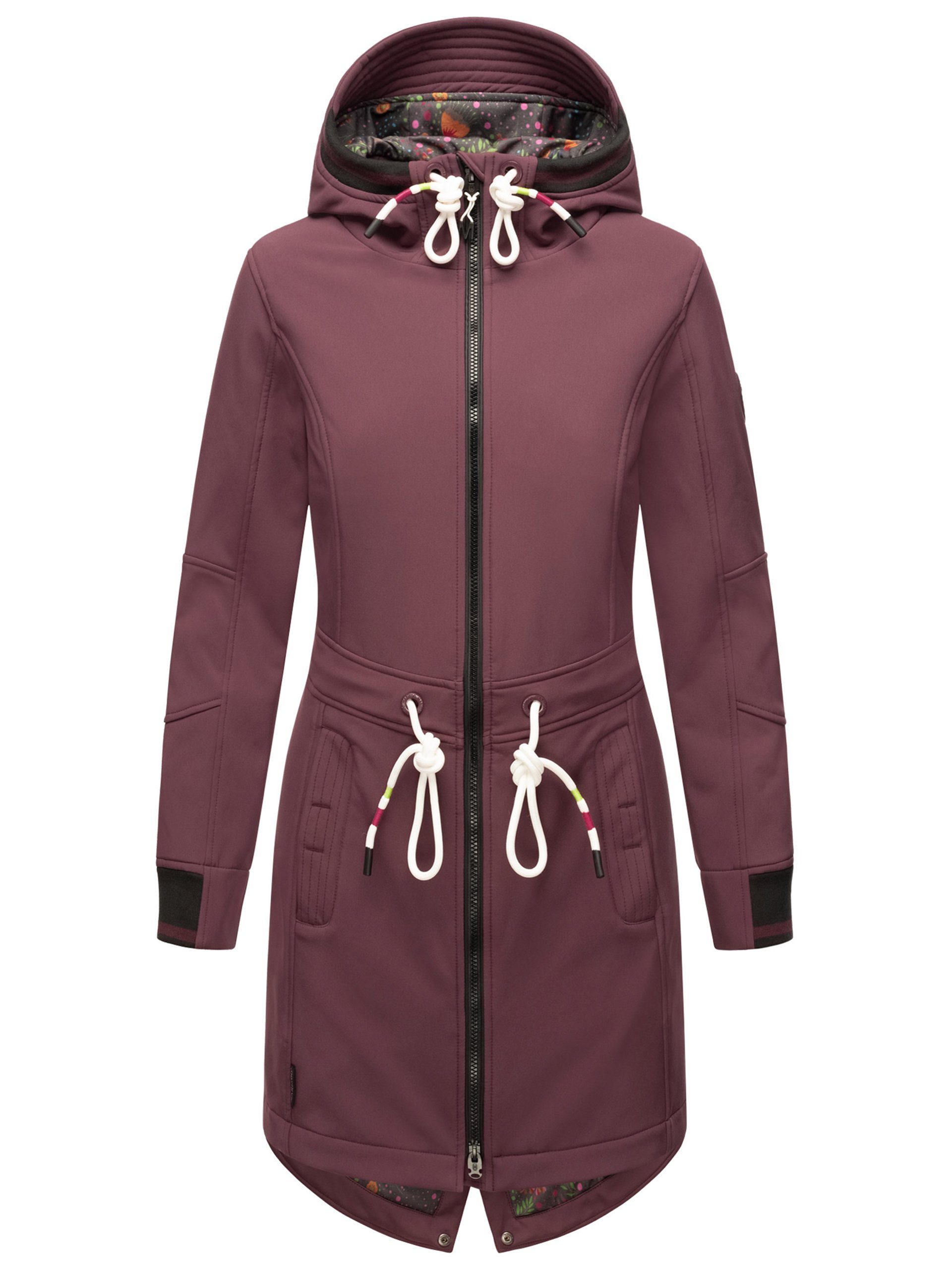 Marikoo Softshelljacke hochschließendem Wine Furnica Kragen mit Mount