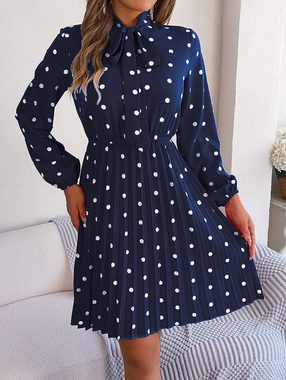 BlauWave Druckkleid Damen Strandkleid mit Polka-Dot-Muster, Sommerkleid (1-tlg) Plissee-Kleid