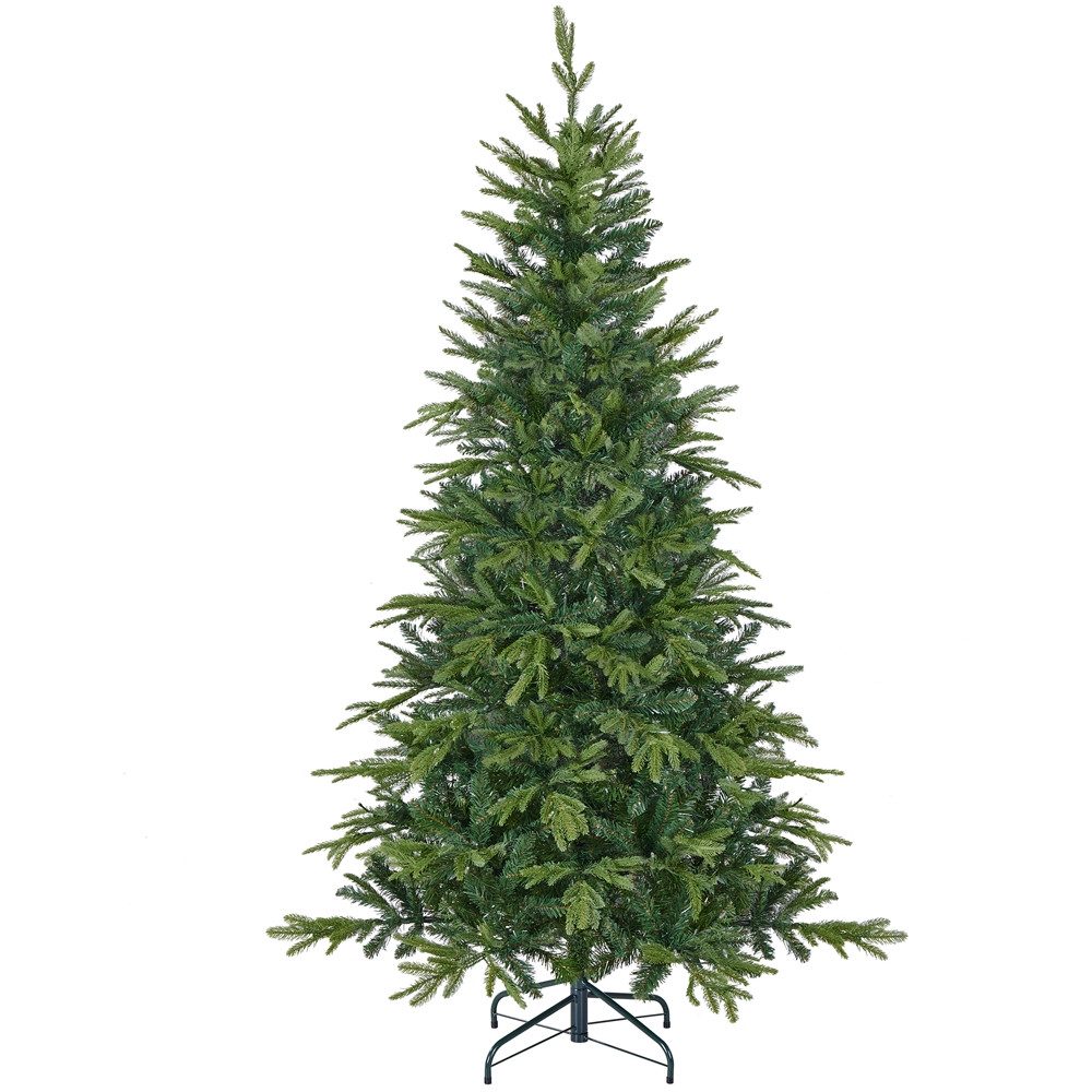 Yaheetech Künstlicher Weihnachtsbaum 183/213 cm (H), Vorbeleuchteter Christbaum mit Warmweißer LED-Beleuchtung, 8 Lichtmodi