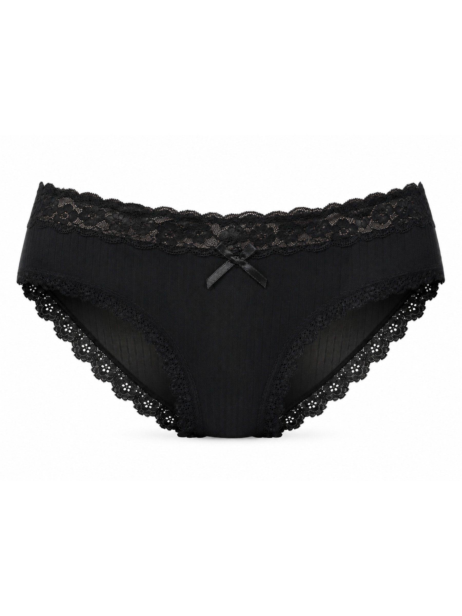 Slip Damen Hüftslips mit Spitze, schwarze Unterhosen mit Baumwollzwickel