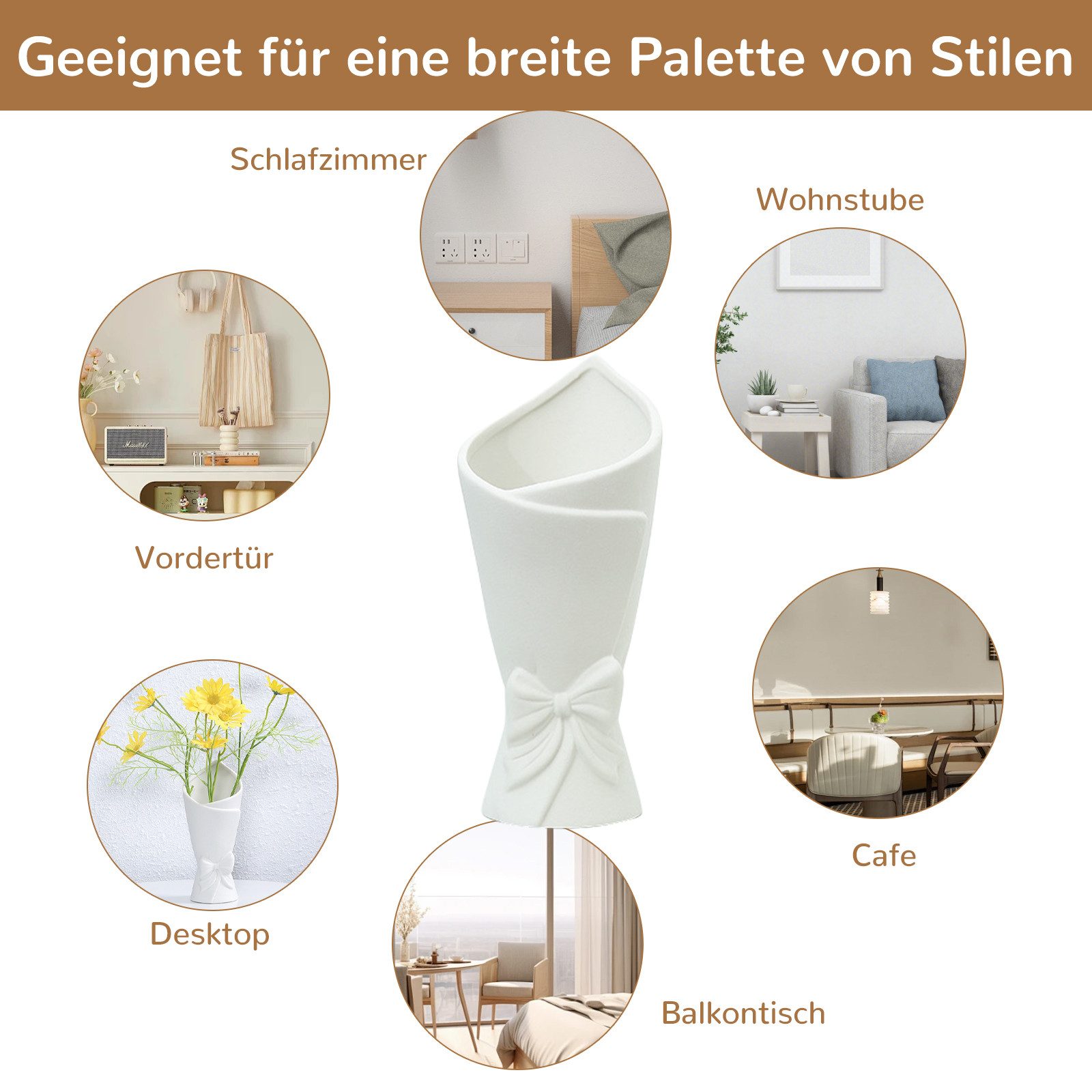 TWSOUL Dekovase Keramische Vase, Weiß, Wohnzimmer günstig online kaufen