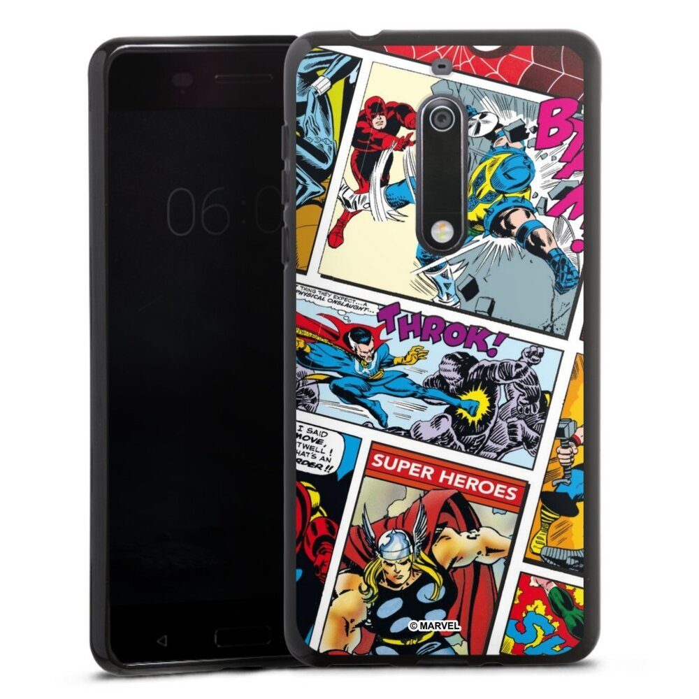 DeinDesign Handyhülle Marvel Retro Comic Blue, Nokia 5 Silikon Hülle Bumper Case Handy Schutzhülle Smartphone Cover