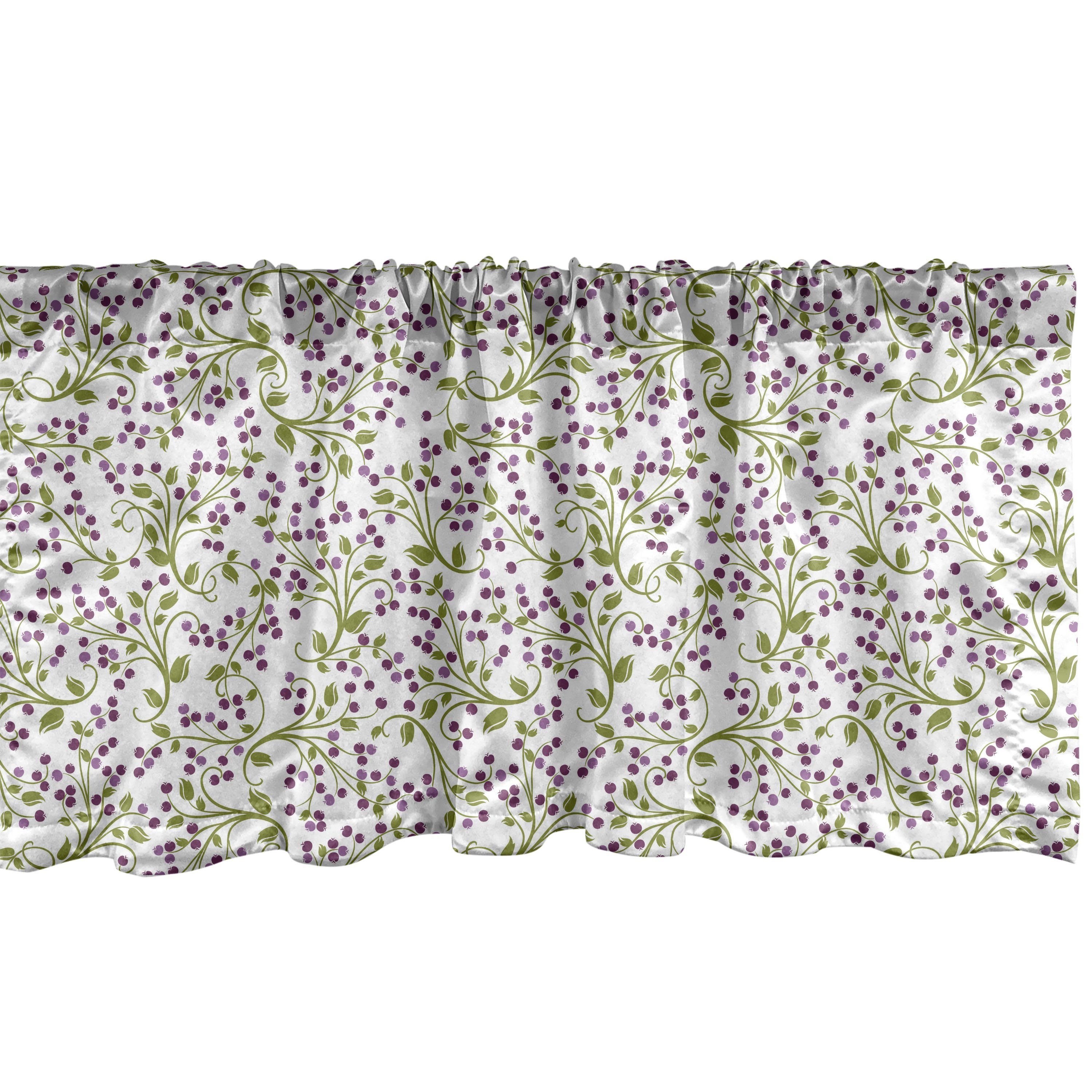 Scheibengardine Vorhang Volant für Küche Schlafzimmer Dekor mit Stangentasche, Abakuhaus, Microfaser, Blume Wild Berries Botanical