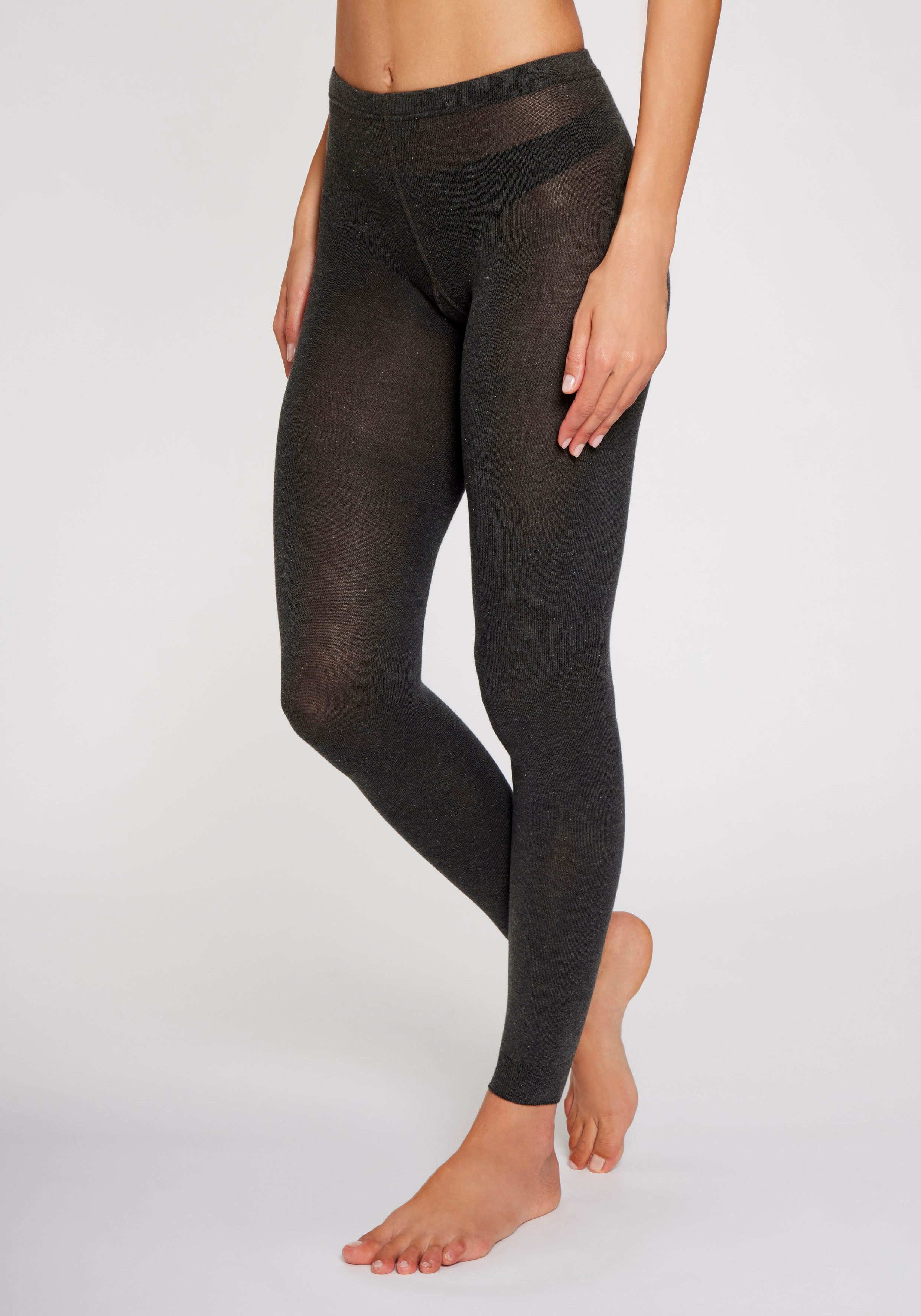 Lavana Strickstrumpfleggings Baumwoll Strumpfhose ohne Fuß, Uni Farben Thermosan, fein gestrickt, weich und elastisch – Bild 2 von 5