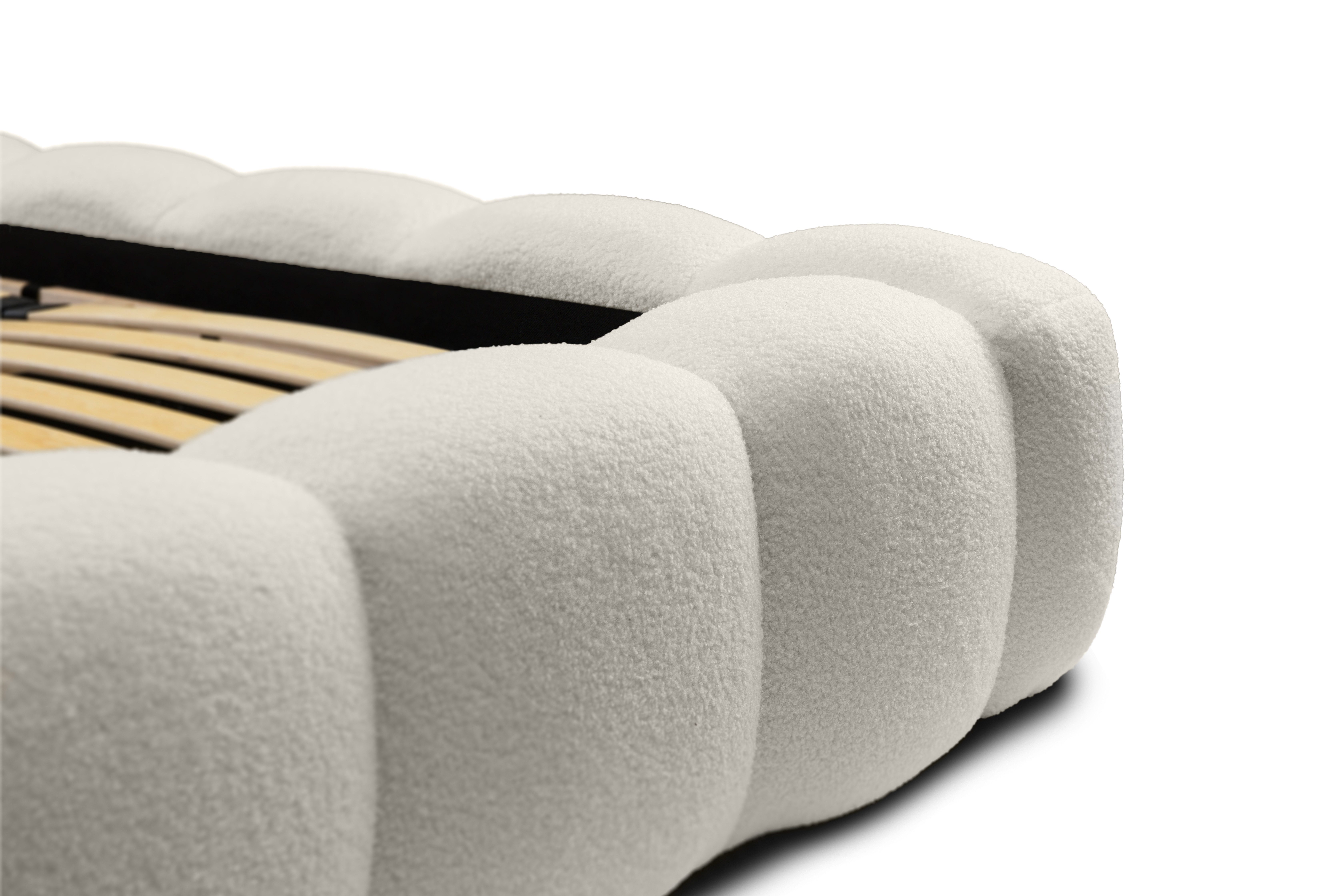 thematys Polsterbett mit Bettkasten / Stauraumbett, Bouclé 140x200 - 200x200cm (Optional mit 28 cm H3/H4 Taschenfederkern oder 23 cm Taschenfederkern-Matratze H – Bild 4 von 5
