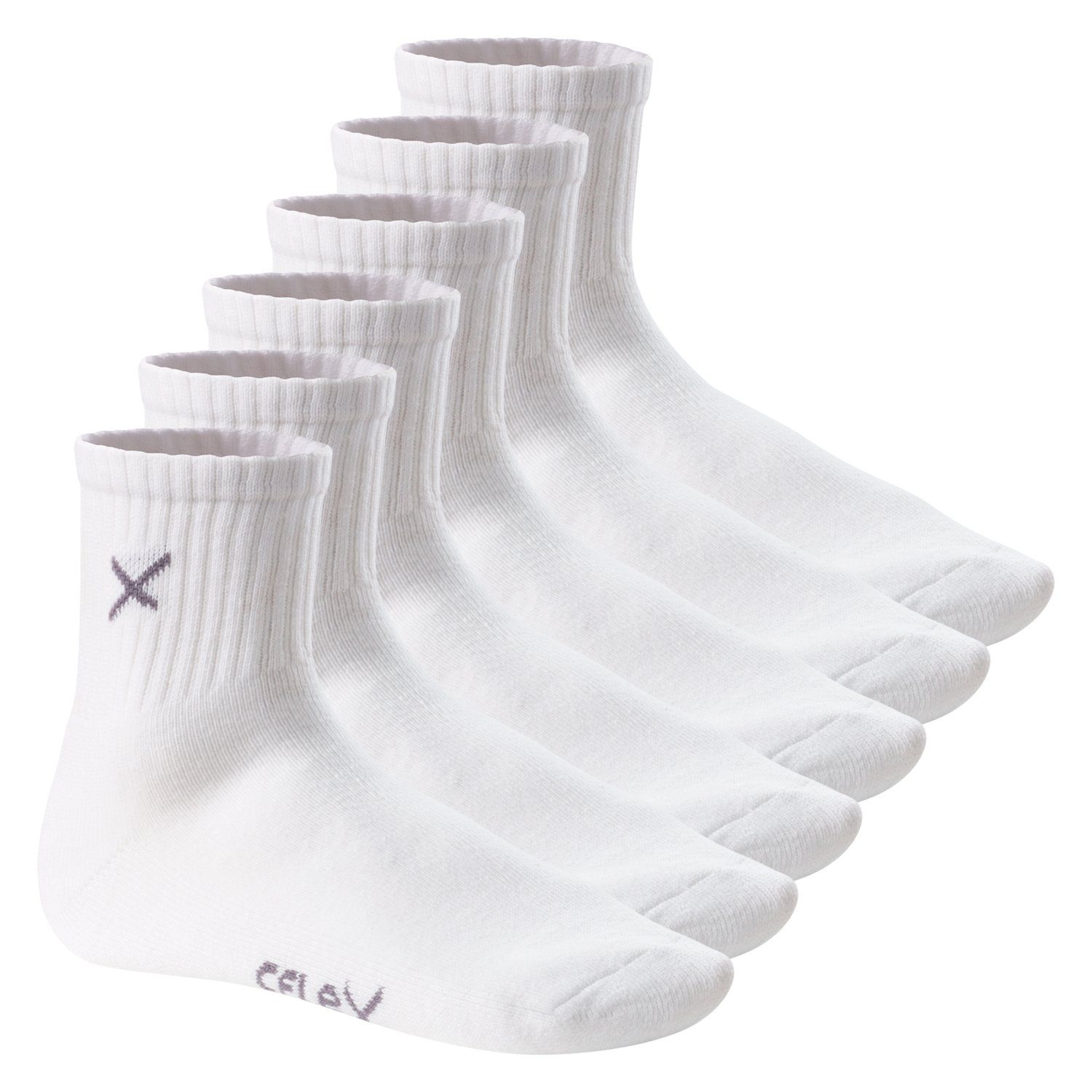 CFLEX Sportsocken Lifestyle Damen & Herren Short Crew Socks (6 Paar) White