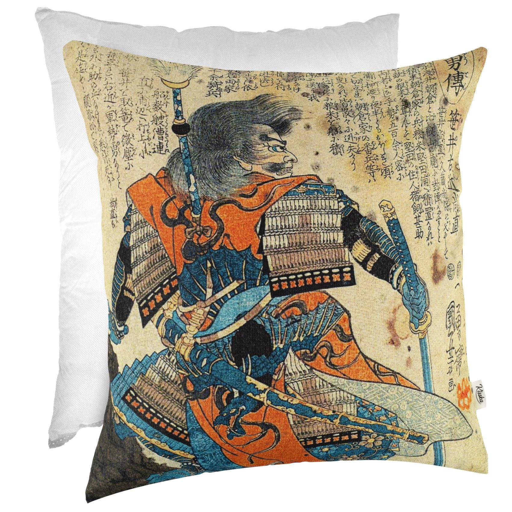 Kisska Dekokissen Designer Kissenbezug Modern-Zierkissen Hochwertig, Samurai Kissenhülle 40x40cm mit Füllung Gobelin Pop Art