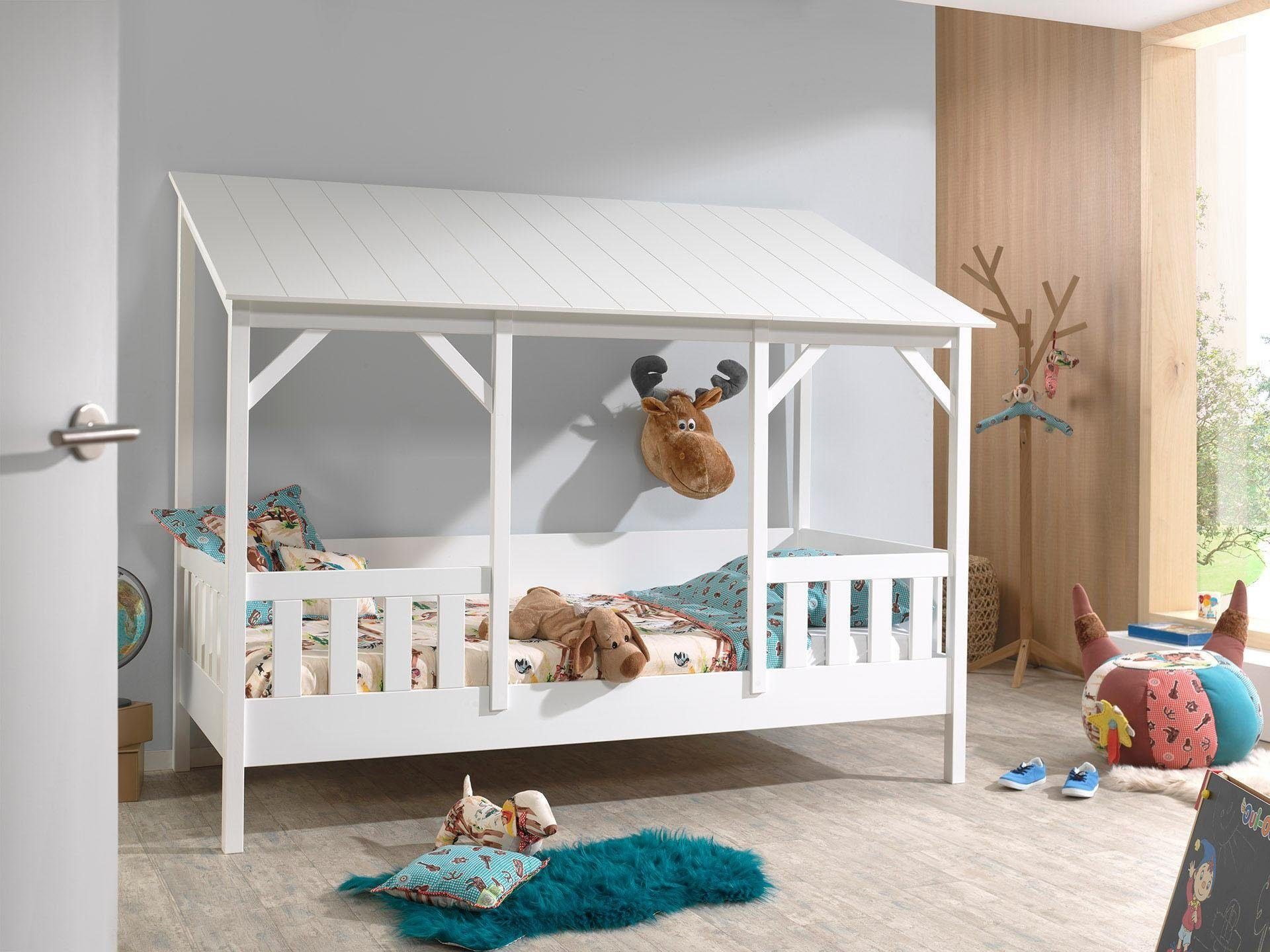 Vipack Kinderbett, Hausbett wahlweise mit Bettschublade weiß