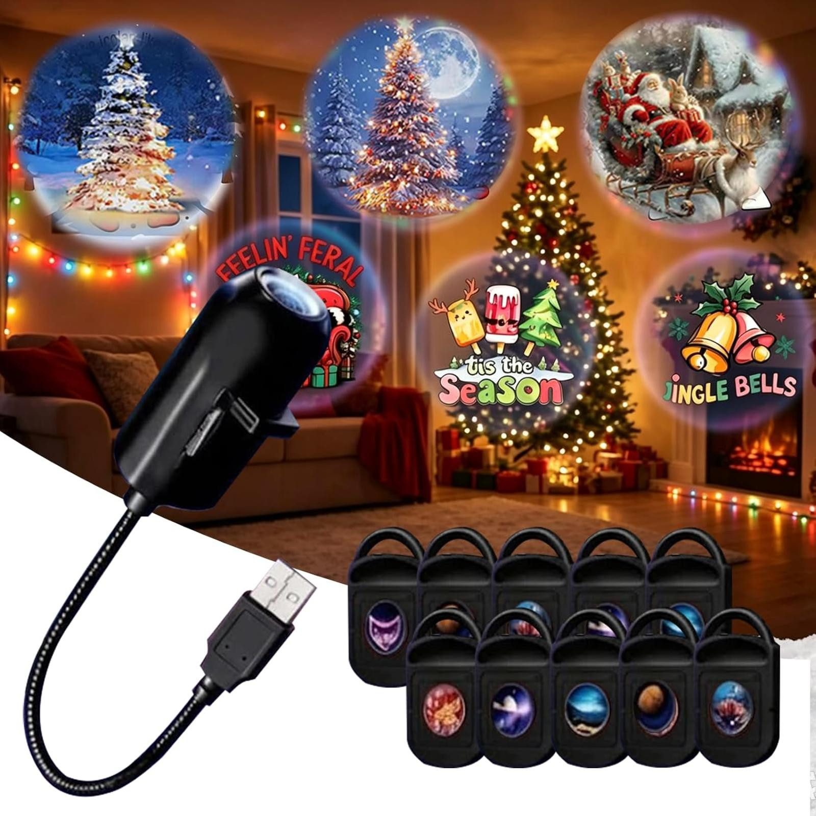 FELIXLEO LED Discolicht 10 Stück Weihnachts Projektor Licht, 5D HD LED Projektor mit