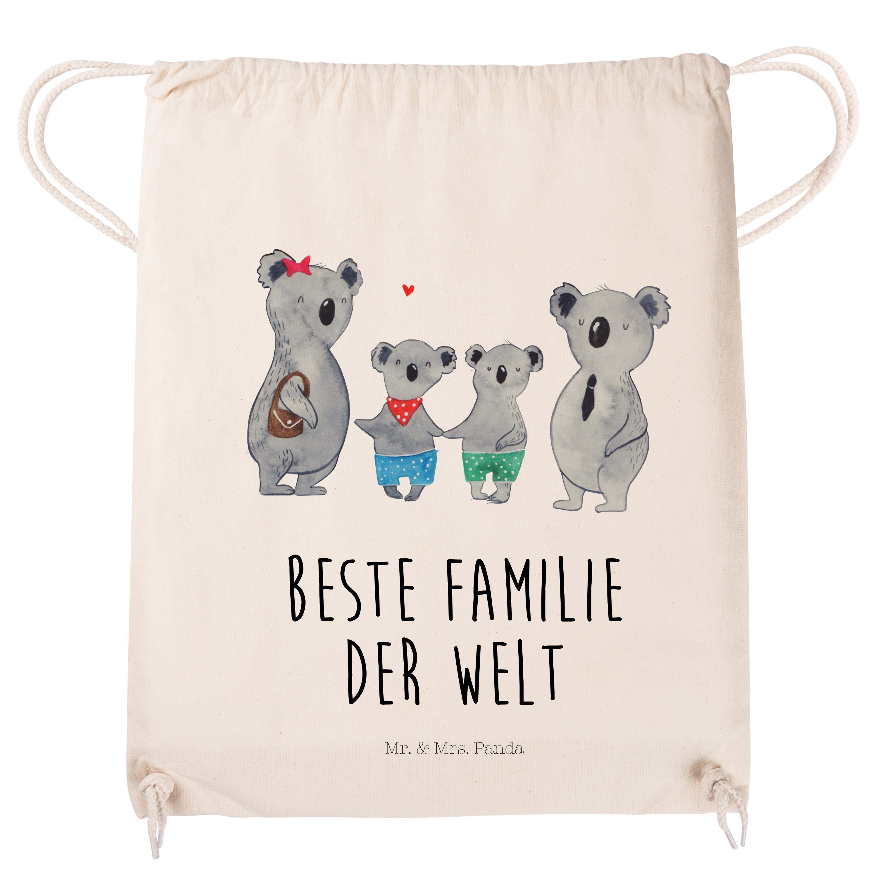 Geschenk, Familie (1-tlg) Transparent - Koala Mrs. zwei Muttertag, Sporttasche Stoffbeutel, & Mr. Panda -