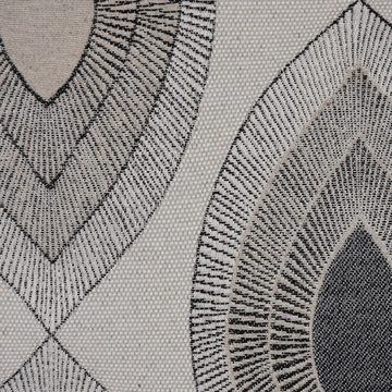 Vorhang SCHÖNER LEBEN. Vorhang Leinen Blätter geometrisch ecru schwarz 245cm, SCHÖNER LEBEN., Ösen (1 St), blickdicht, Leinen, handmade, made in Germany, vorgewaschen
