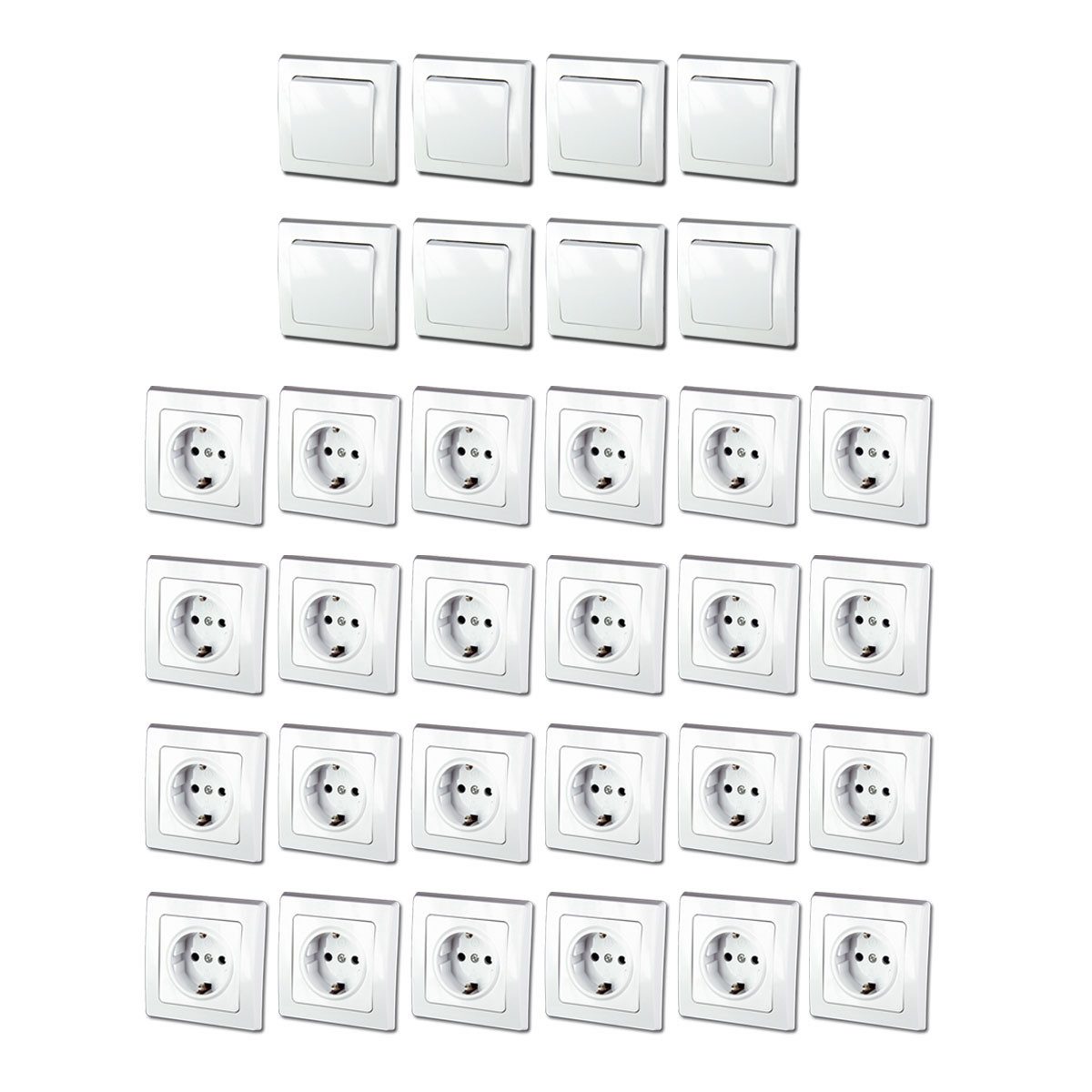 ChiliTec Unterputz-Steckdose DELPHI Starter-Kit, 32er Set 250V~/ 16A, UP, weiß