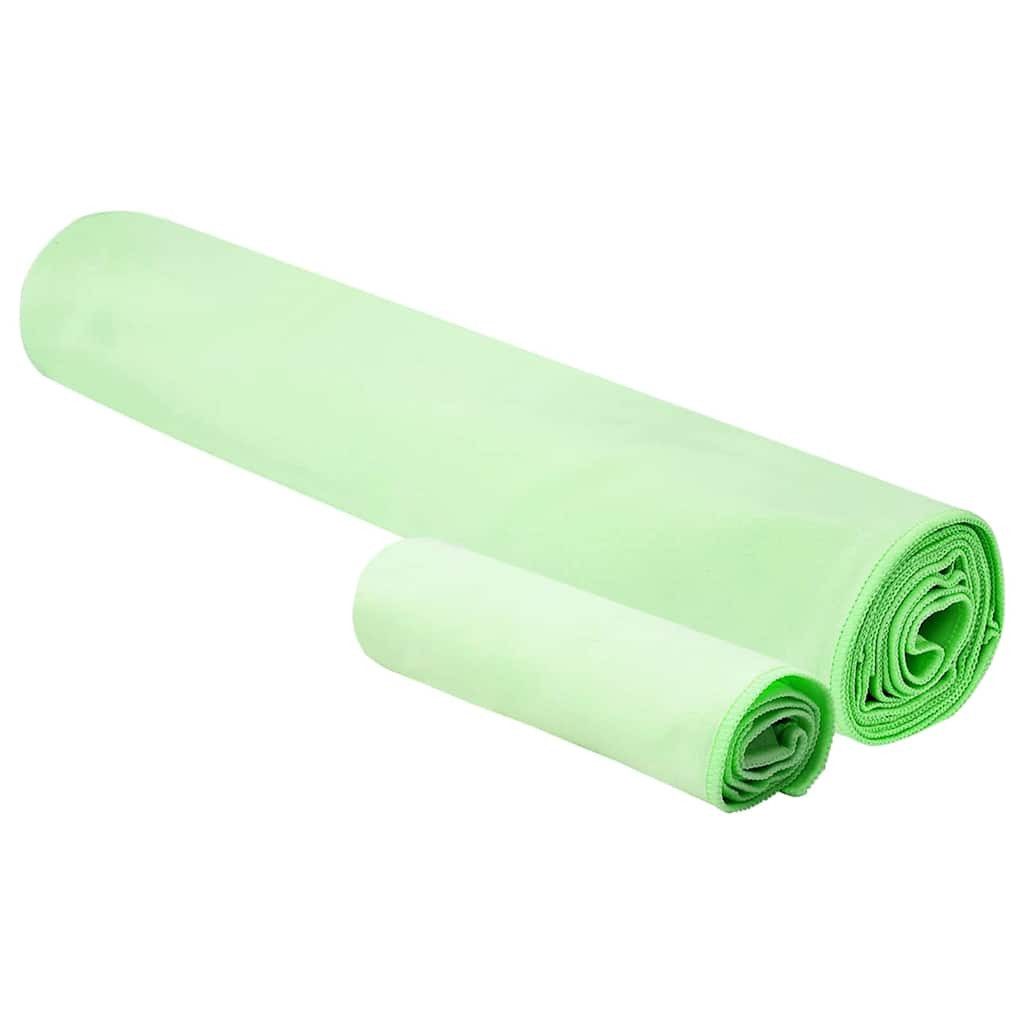 vidaXL Handtuch Sporthandtuch Set 2 pcs Grün Stoff, Stoff (2-St)