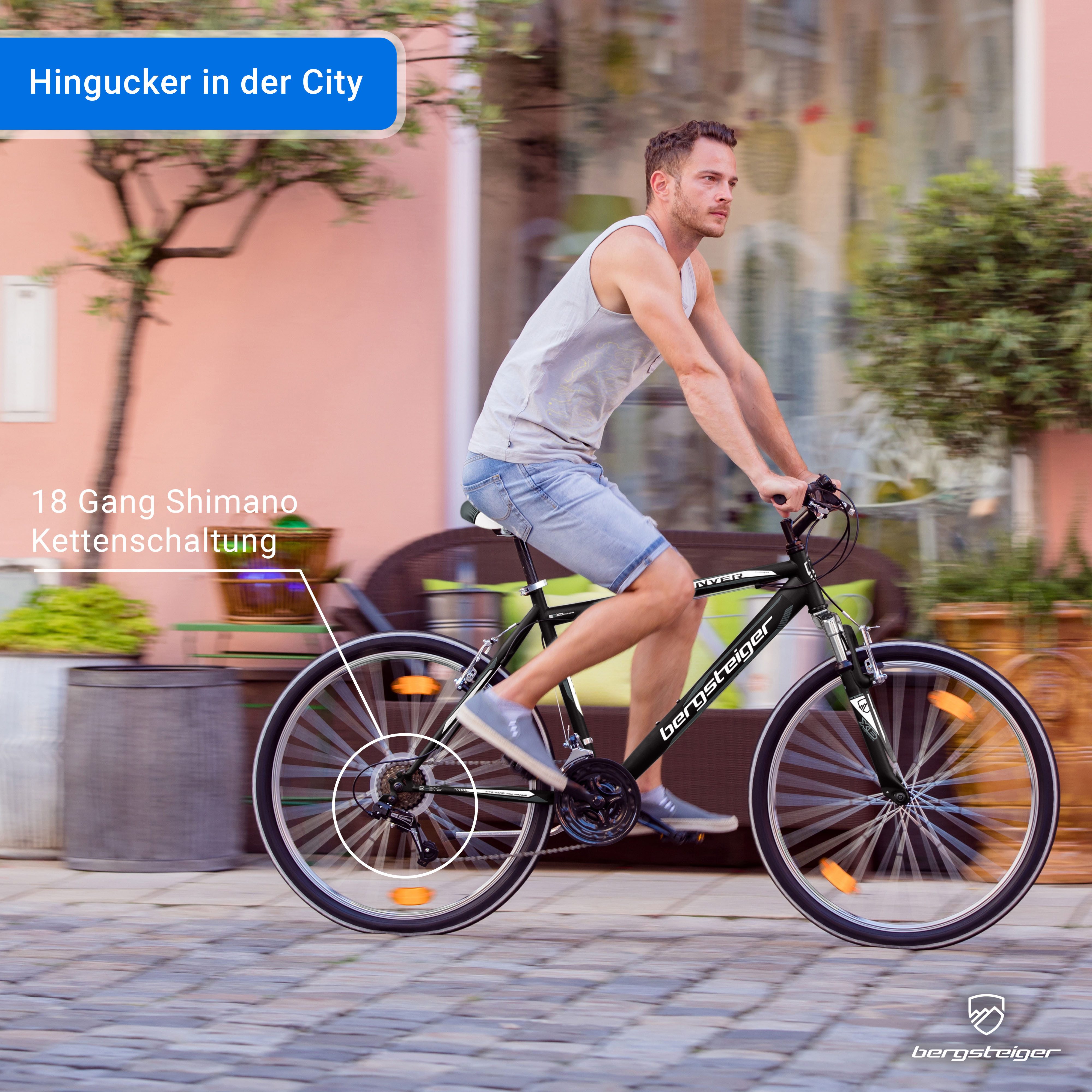 bergsteiger Mountainbike Denver 26 Zoll Mountainbike, geeignet ab 155 cm, 18 Gang Shimano Tourney RD-TZ50 Schaltwerk, Kettenschaltung