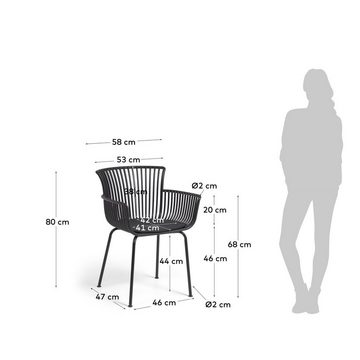 Natur24 Gartenstuhl 4-er Set Stuhl Surpika 59 x 80 x 55 cm Polypropylen Stahl Schwarz