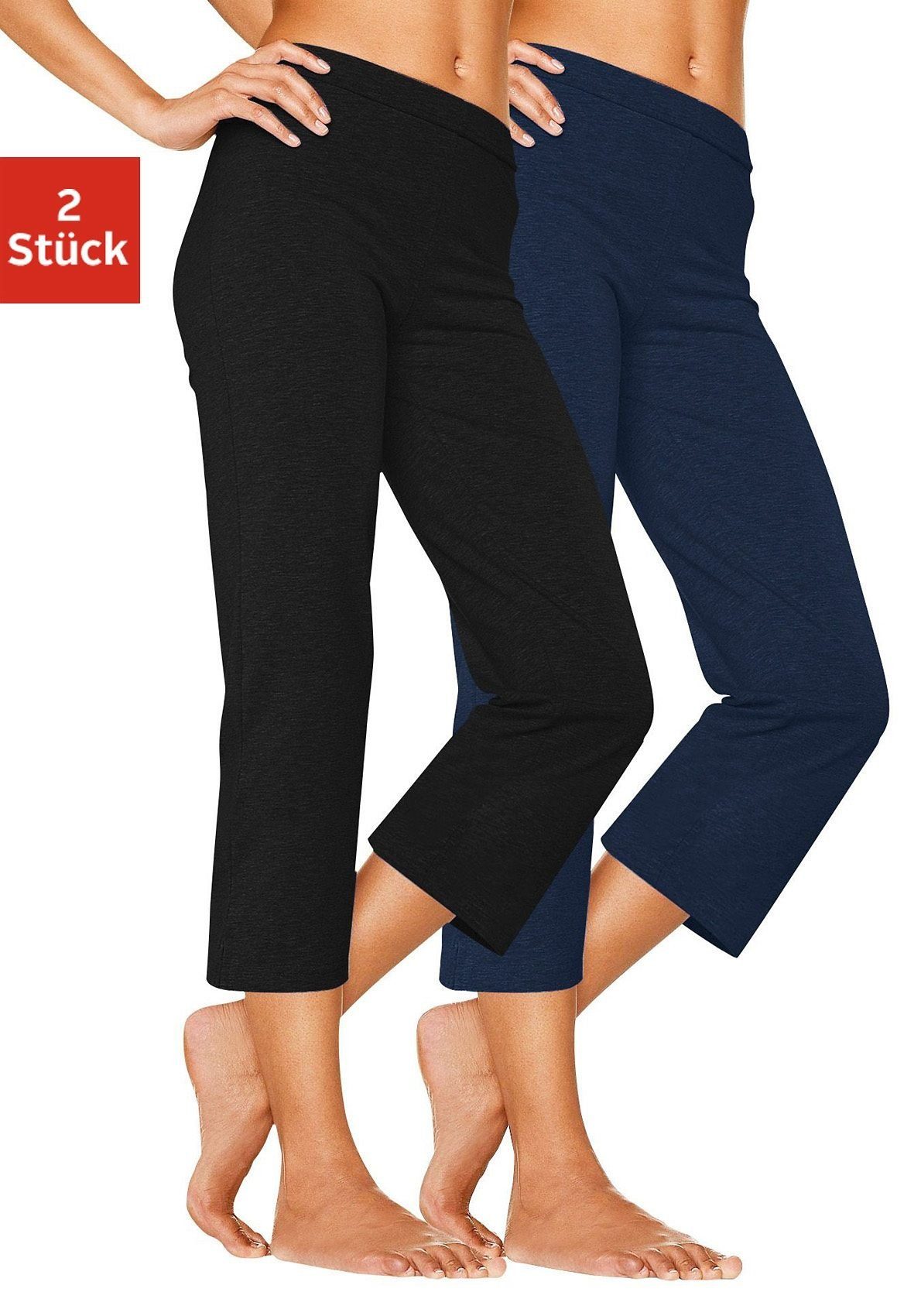 Vivance Active by Lascana Caprihose (2er-Pack) mit Gummibund, Loungewear