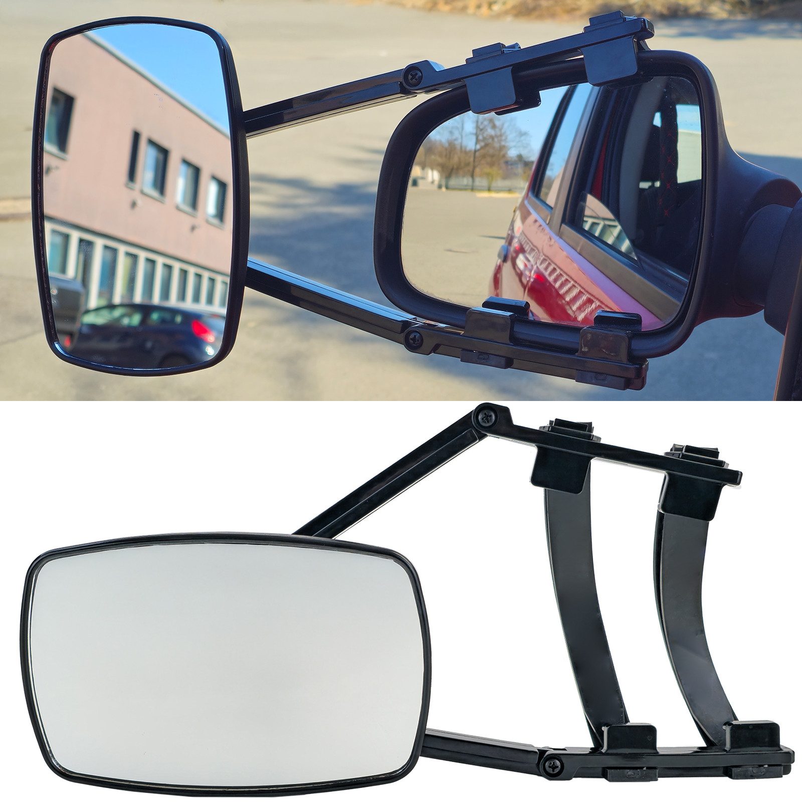 Tenzo-R Anhänger Wohnwagenspiegel Aufsetzspiegel Universal für Pkw und Bus