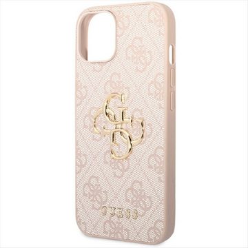 Guess Smartphone-Hülle Guess Apple iPhone 15 Schutzhülle Cover Case Hülle 4G Metal Logo Pink