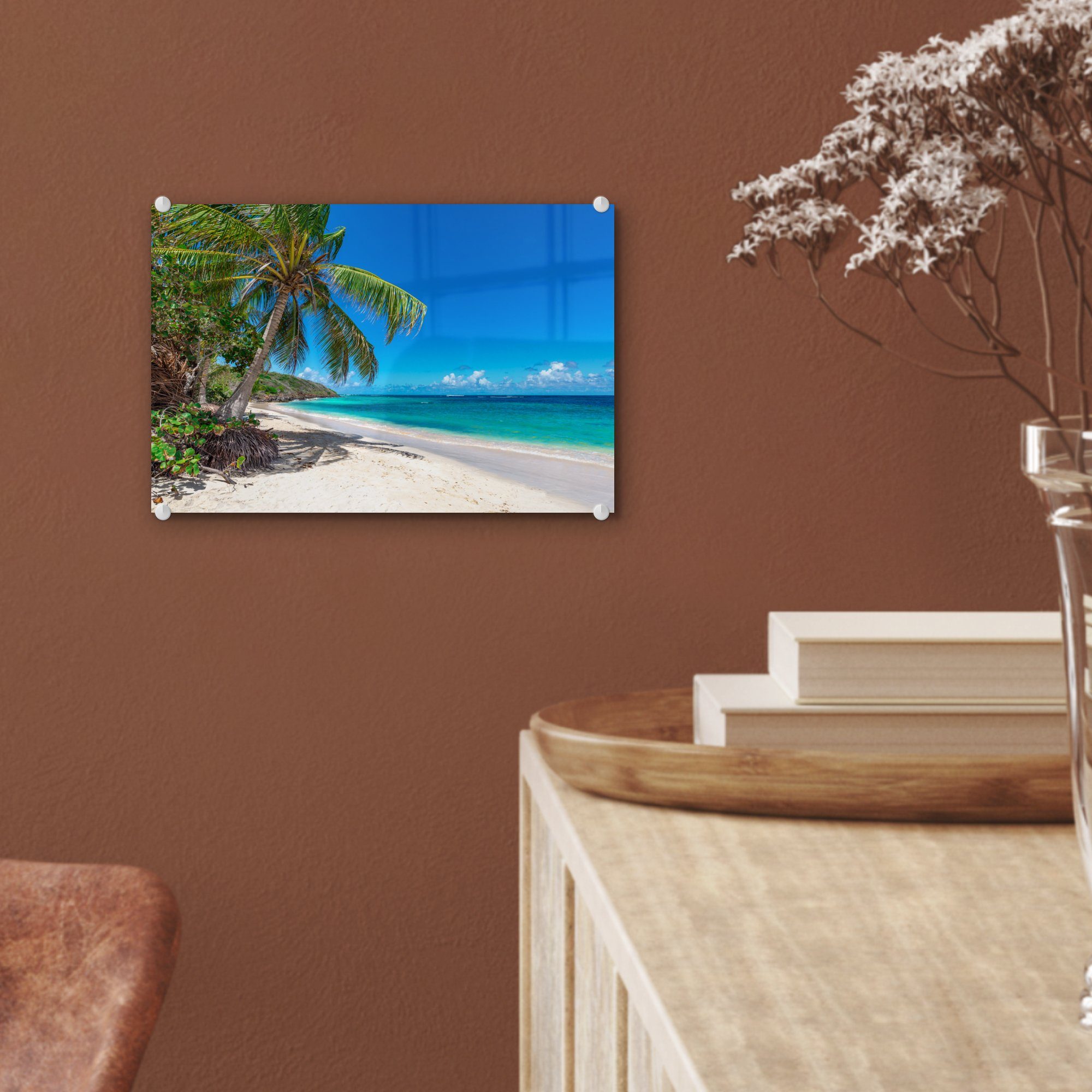 Acrylglasbild MuchoWow Strand Tropisch, Wandbild Foto auf - - auf Glasbilder Wanddekoration (1 Glas Bilder Glas - - - Meer St),