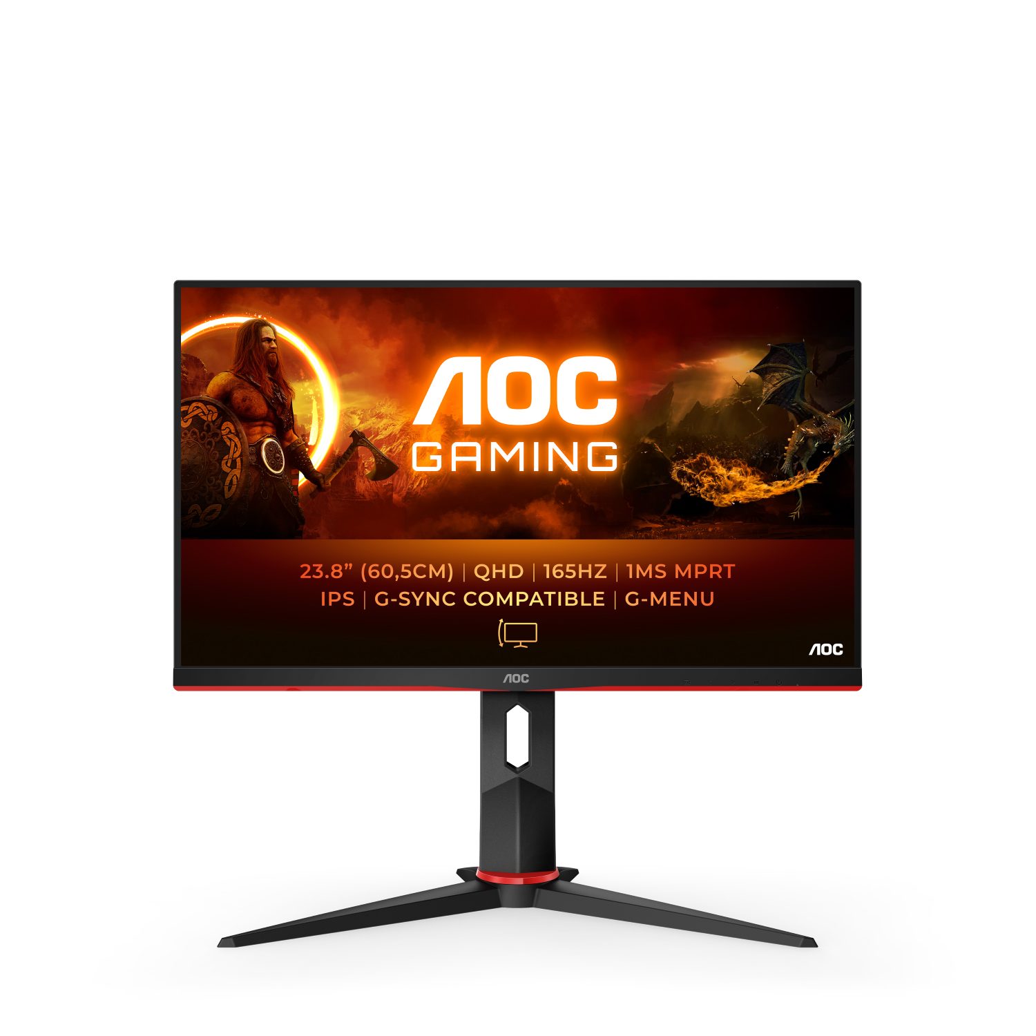AOC Q24G2A/BK Gaming-Monitor (60,4 cm/24 ", 2560 x 1440 px, QHD, 1 ms Reaktionszeit, 165 Hz, IPS-LED)