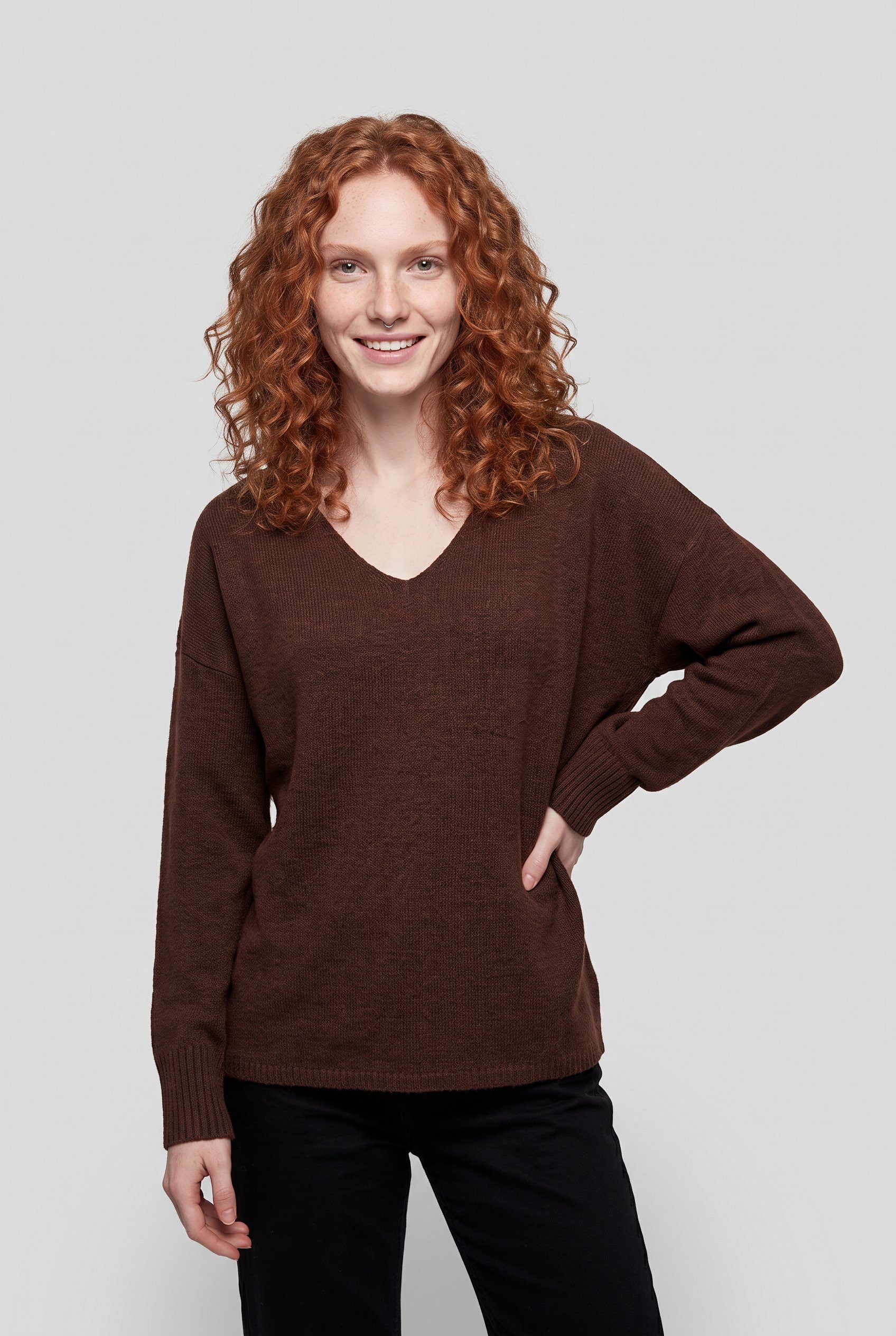 ONLY V-Ausschnitt-Pullover ONLRICA LIFE L/S V-NECK PULLO KNT NOOS Materialmix, regular fit