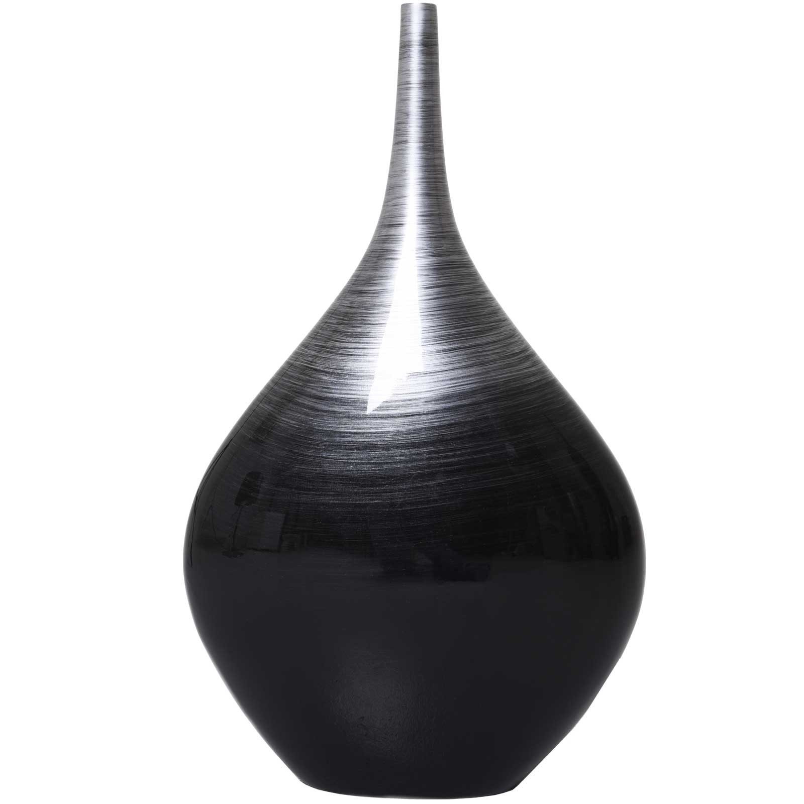 VIVANNO Bodenvase Fiberglas BELDADE Rund - Silber Hochglanz Mit Muster (1 St), 33x15x54 cm