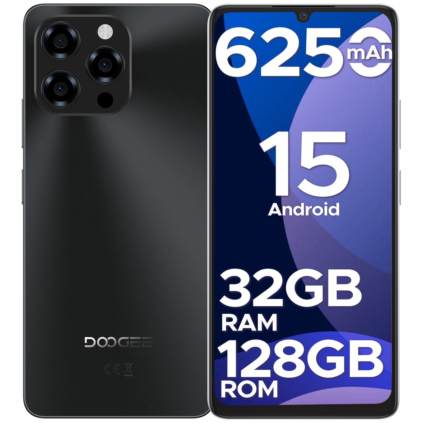 DOOGEE NOTE58, Handy ohne Vertrag, 6250mAh, 6.75" HD, 90Hz,128GB/2TB TF Smartphone (17,1 cm, 8 MP Kamera, 6.75" HD+ 16MP+8MP, Dual SIM 4G Simlockfreie Handys,OTG, GPS, Face ID)