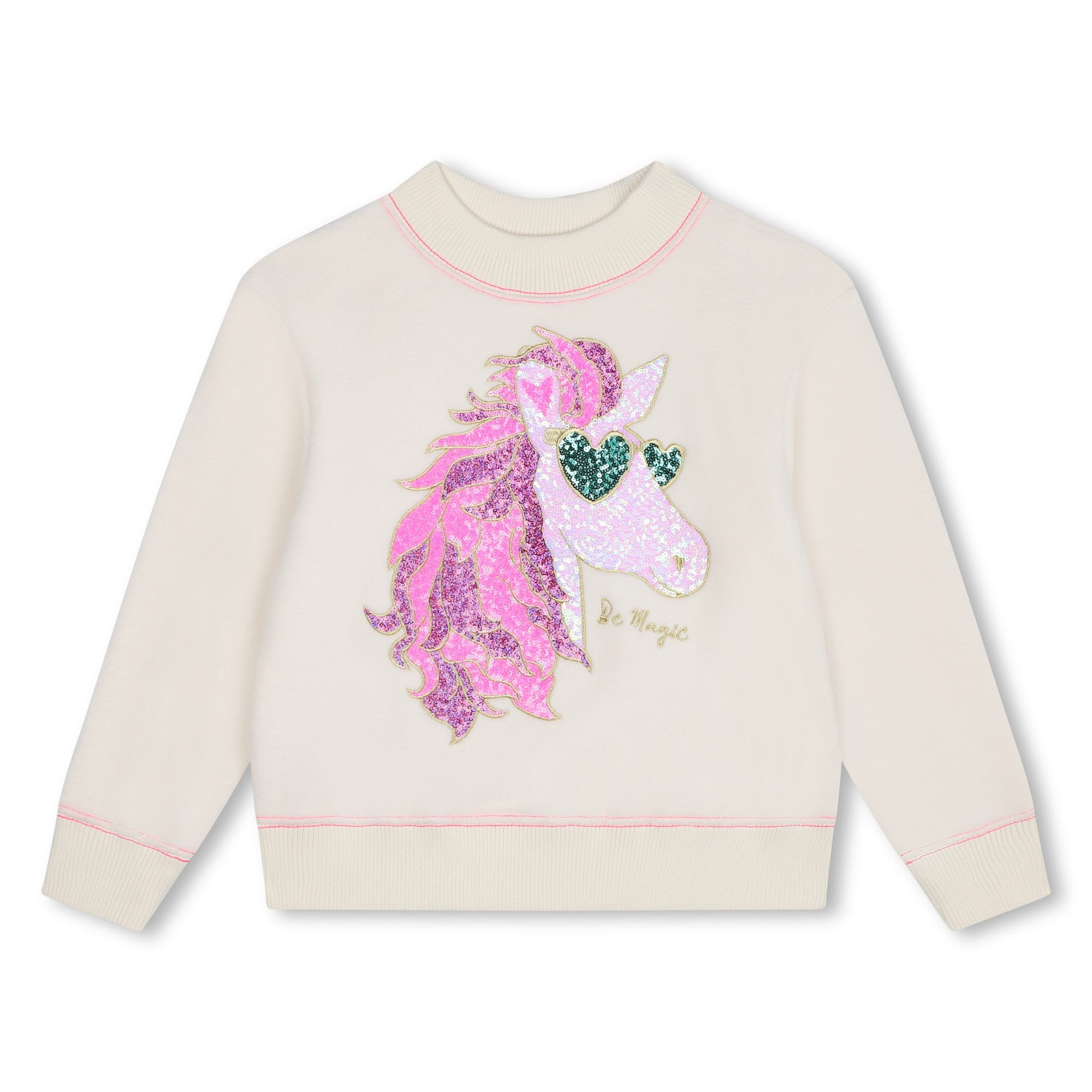 Sweatshirt Billieblush Sweatshirt beige Einhornmotiv aus pinken Pailletten