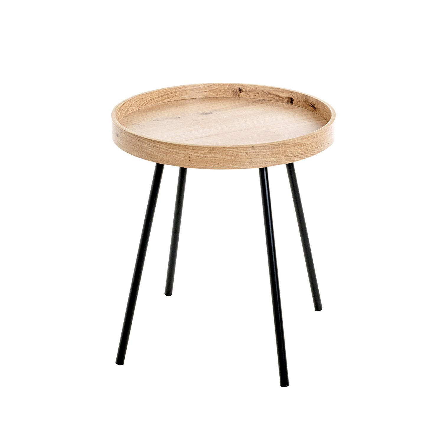 Beistelltisch PERUGIA Tisch - eiche-schwarz - MDF, Metall - H. 45cm - Sofatisch