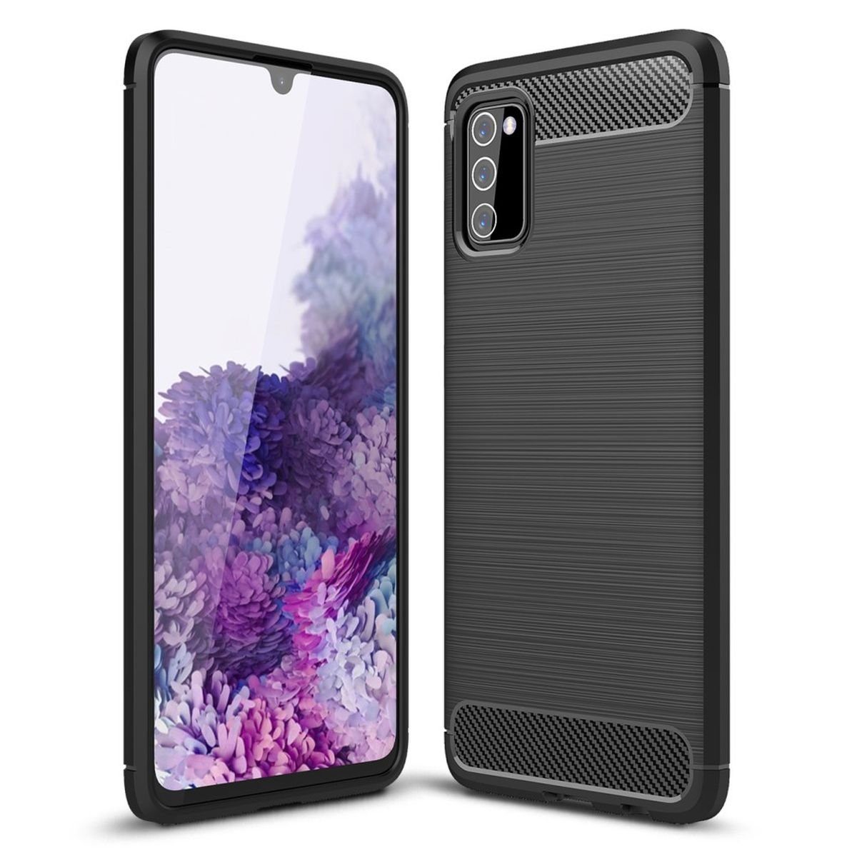 CoverKingz Handyhülle Hülle für Samsung Galaxy A03s Handyhülle Silikon Case Handy Cover 16,55 cm (6,5 Zoll), Handyhülle Bumper Silikoncover Softcase Carbonfarben