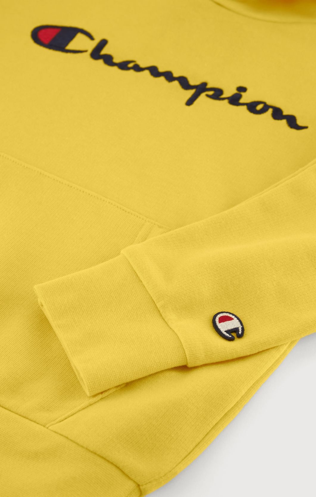 Champion Kapuzenpullover (Baumwoll-Hoodie) Big Logo gelb Kinder – Bild 3 von 3