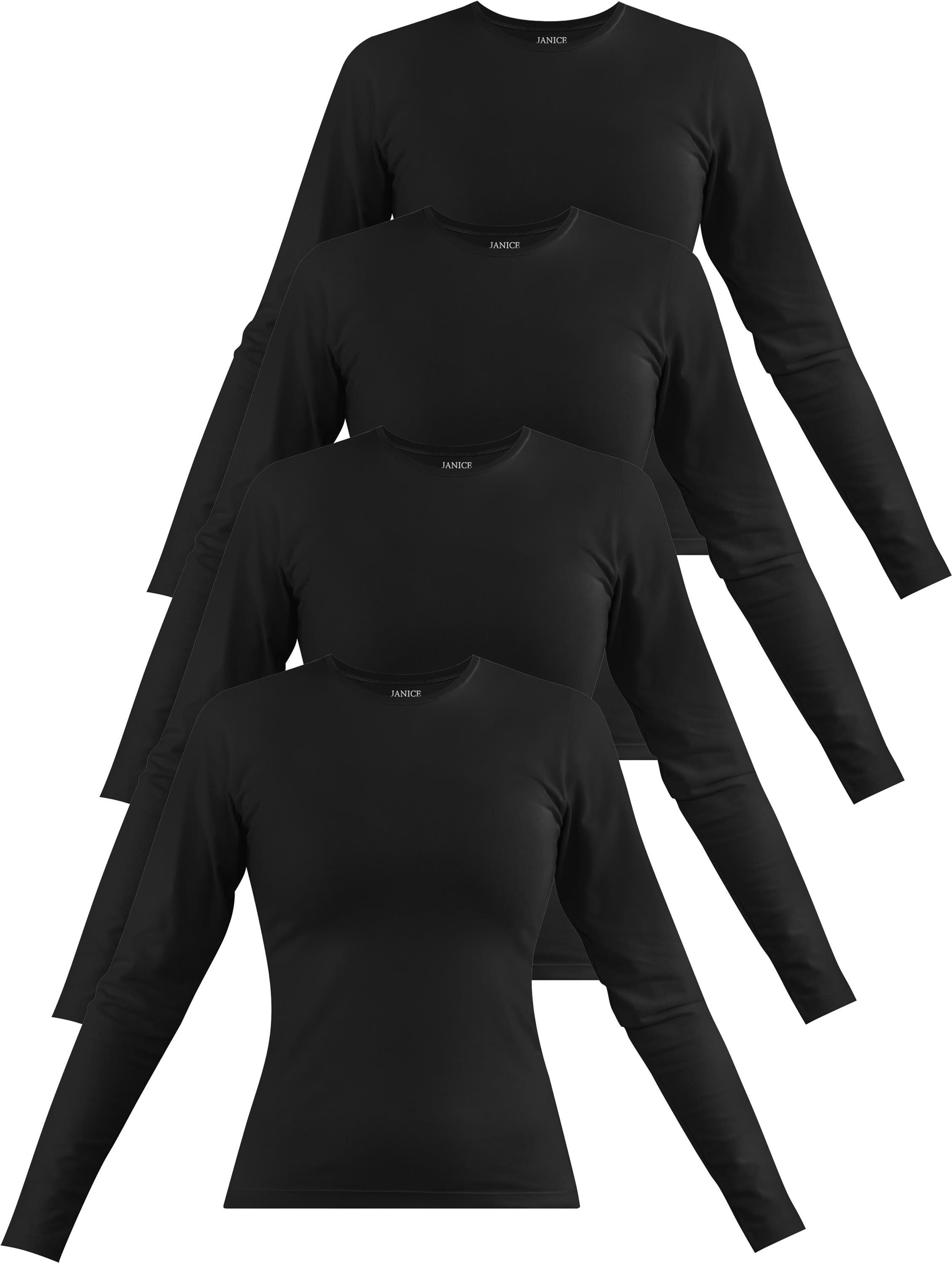 Janice Langarmshirt 4 x Damen Langarmshirt hochgeschlossen Niska Figurbetonter Pullover aus Baumwolle. € 47,00